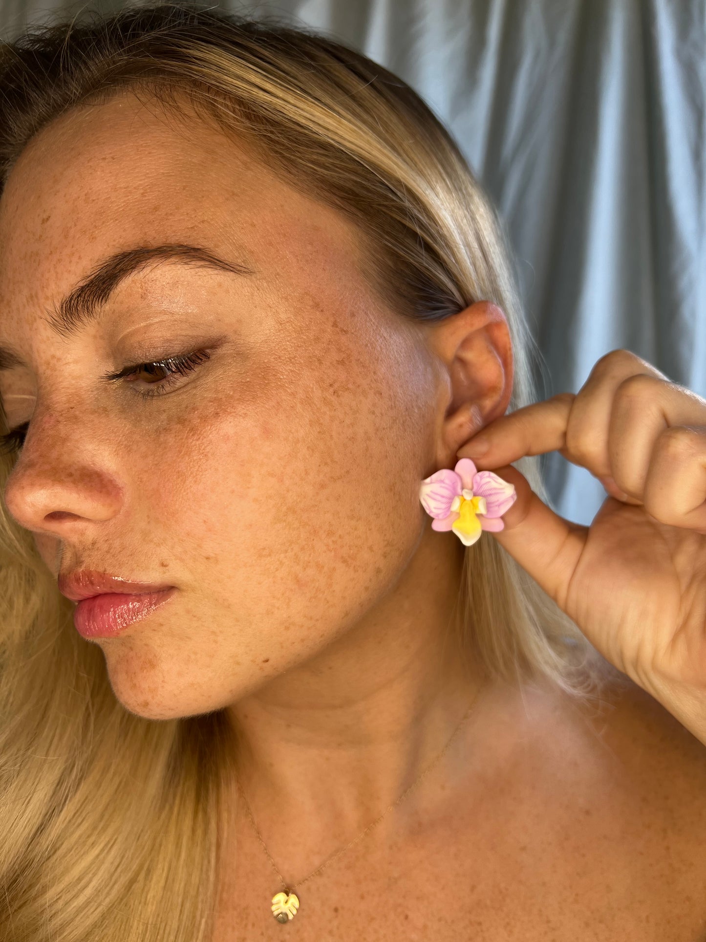Striated Orchid Studs