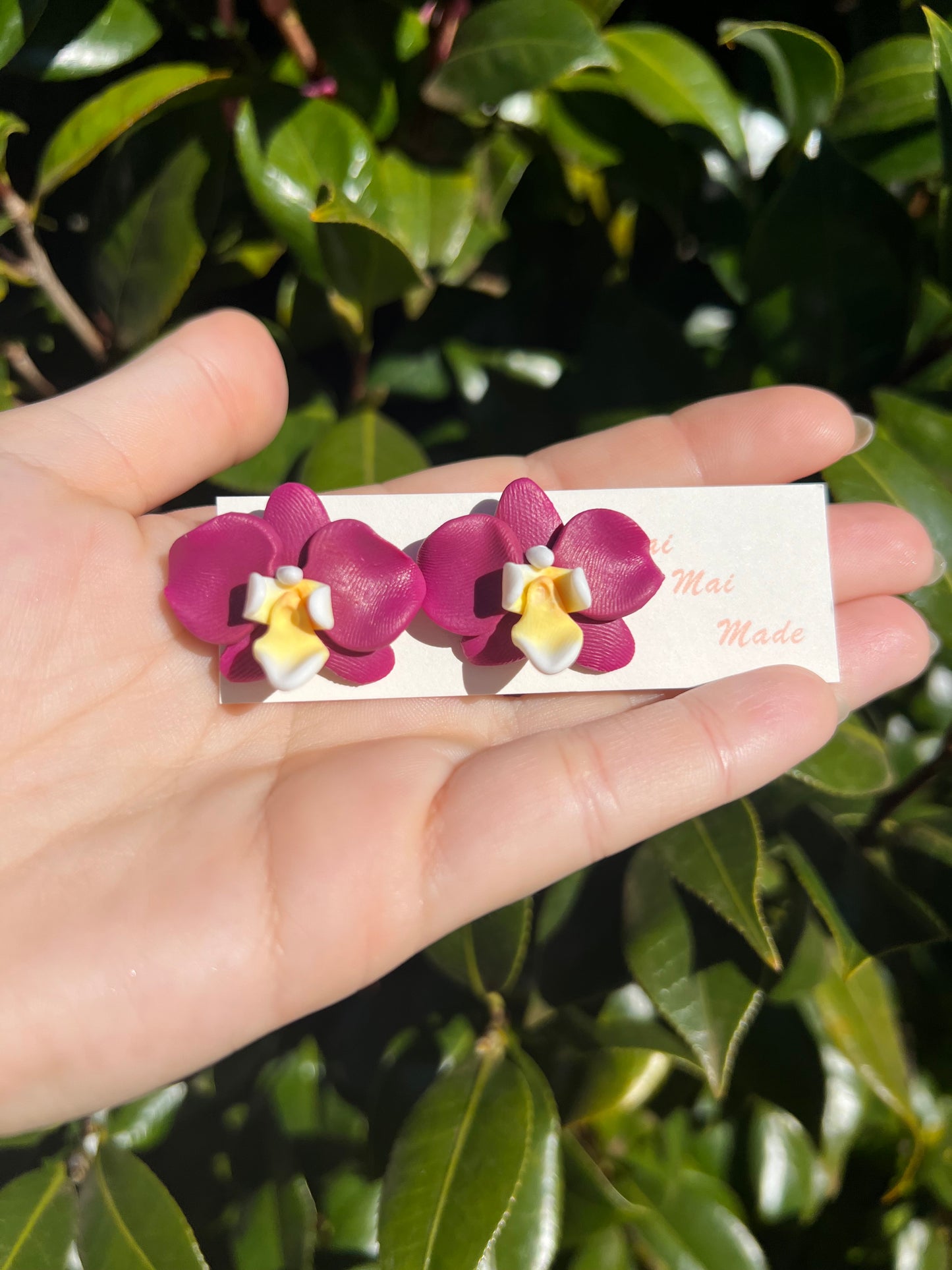 Maroon Orchid Stud