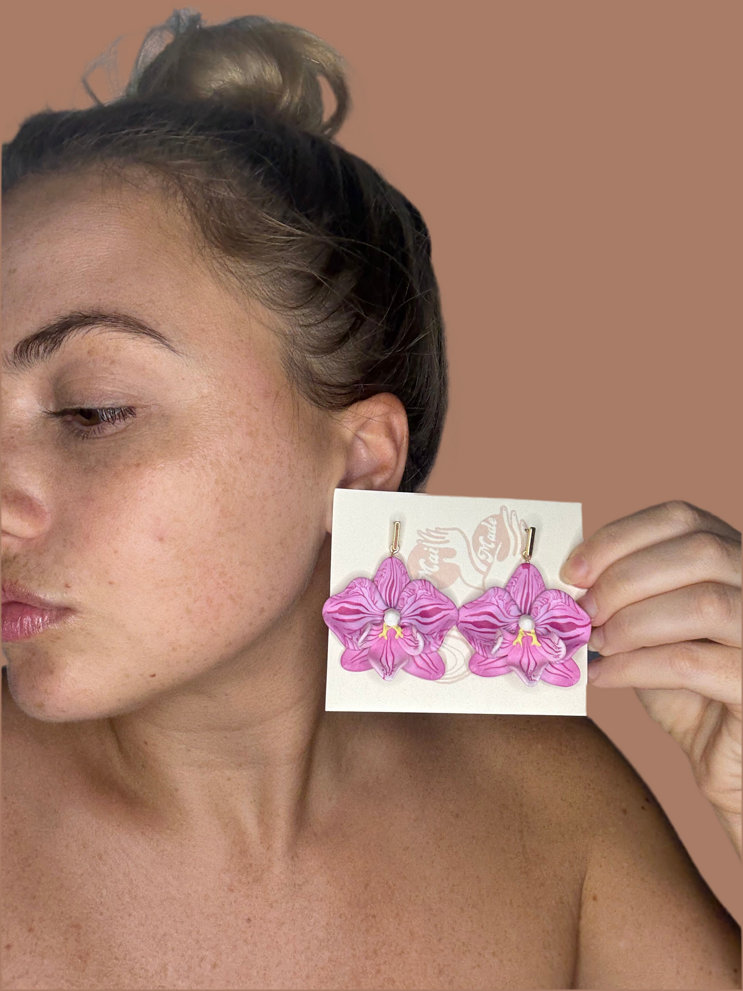 Orchid Rectangle Dangle Earrings