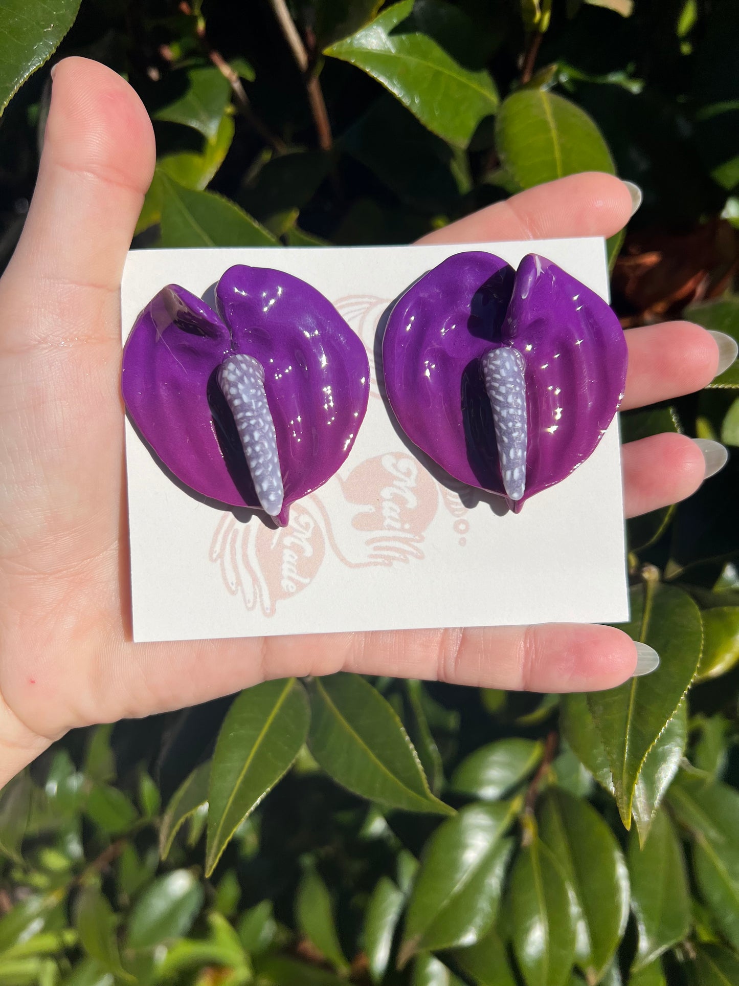 Dark Purple Anthurium Stud