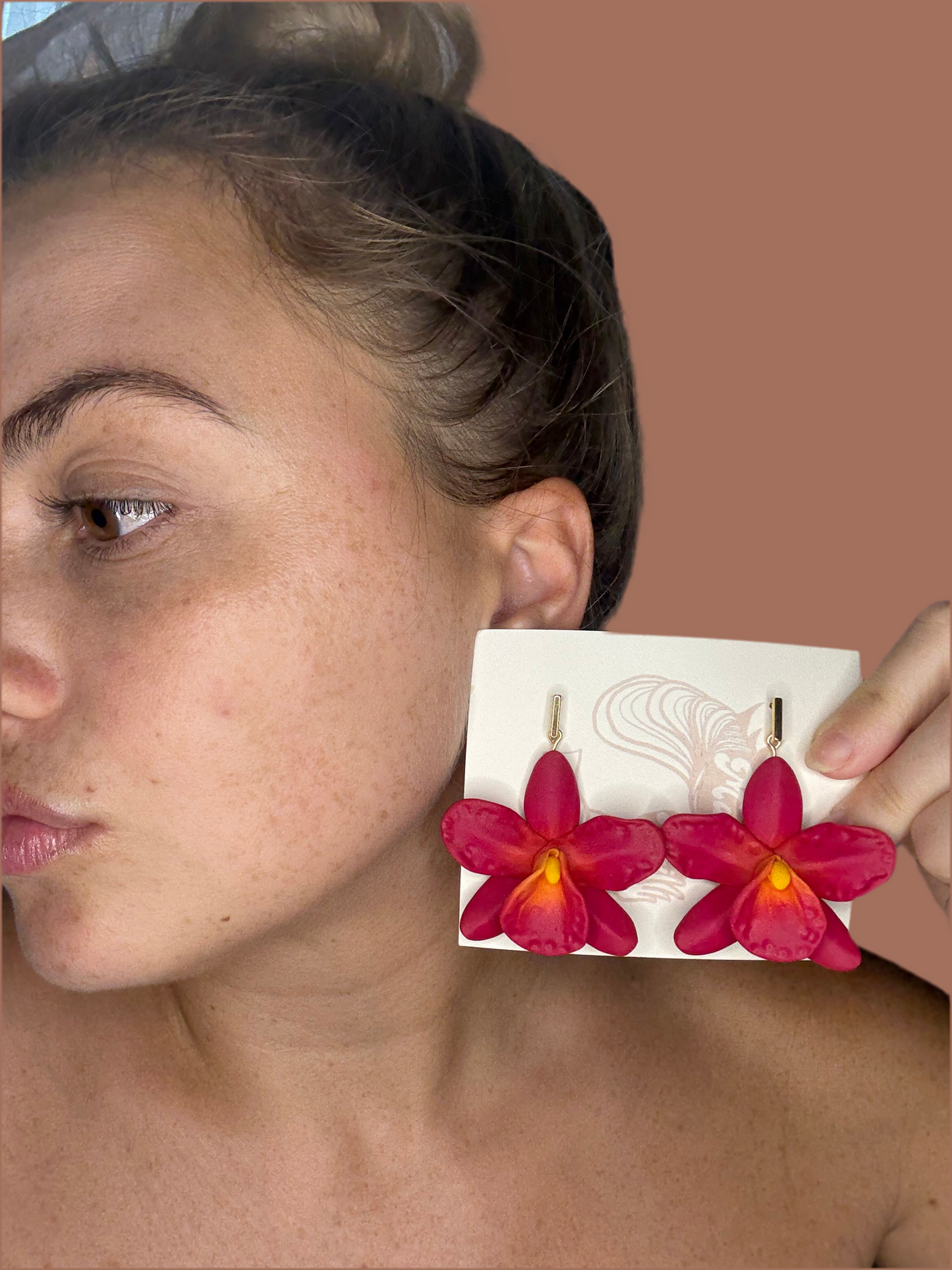 Orchid Rectangle Dangle Earrings