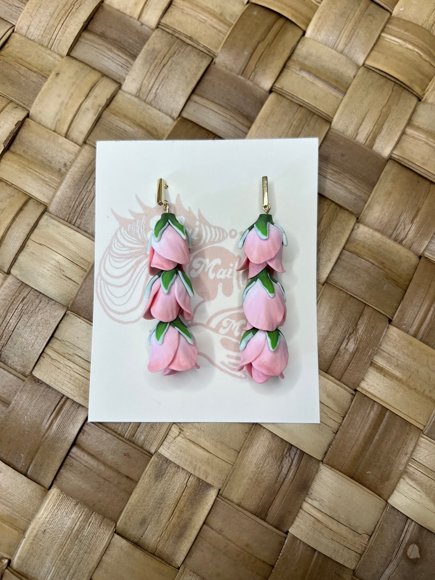 Light Pink Rose Bud Drop Earrings