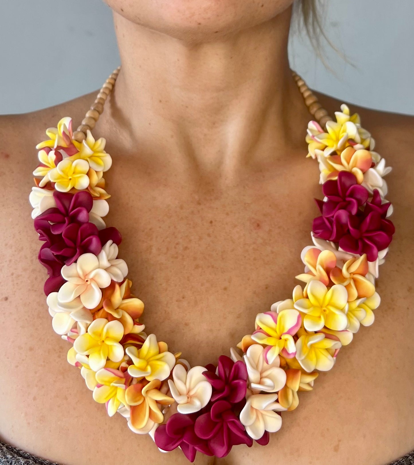 Double Plumeria Lei Necklace