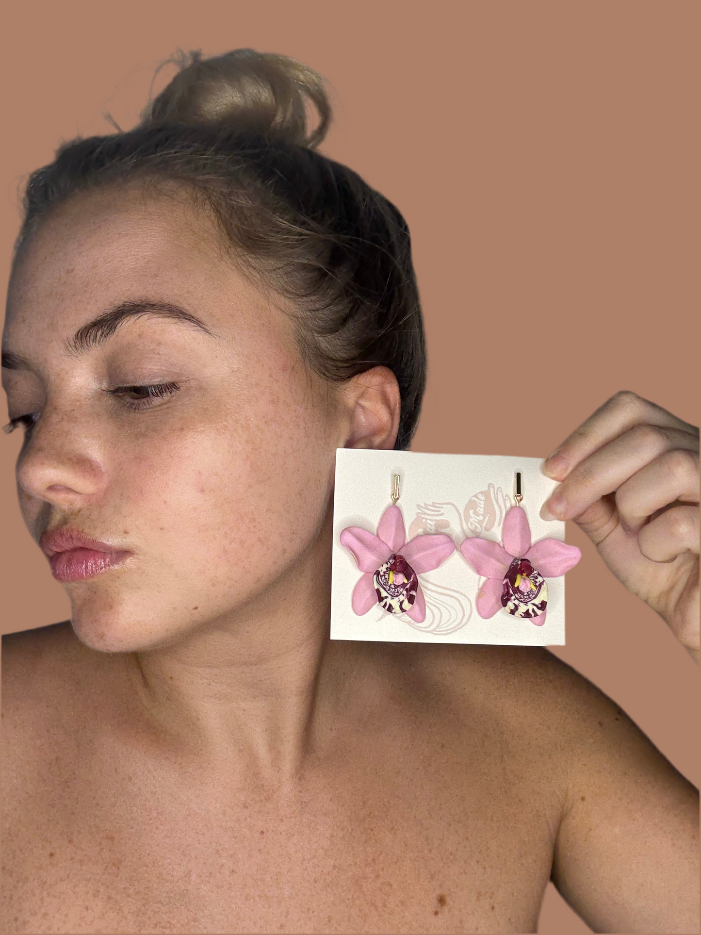 Orchid Rectangle Dangle Earrings