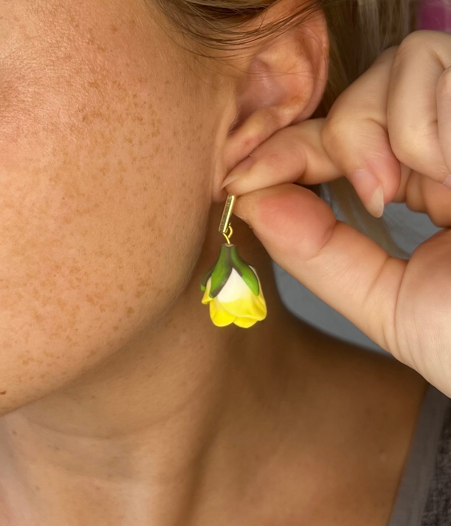 Rose Bud Drop Earrings