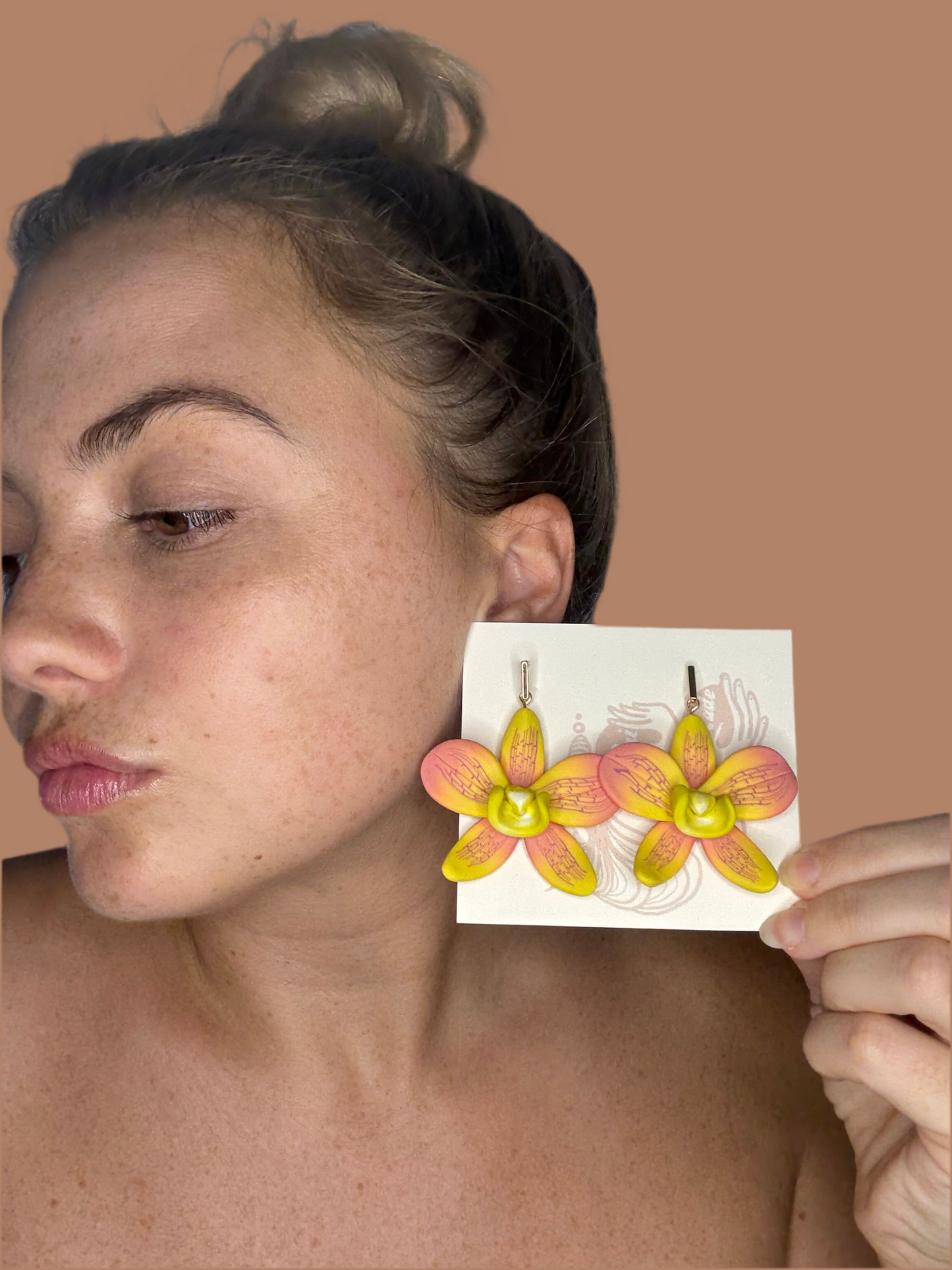 Orchid Rectangle Dangle Earrings