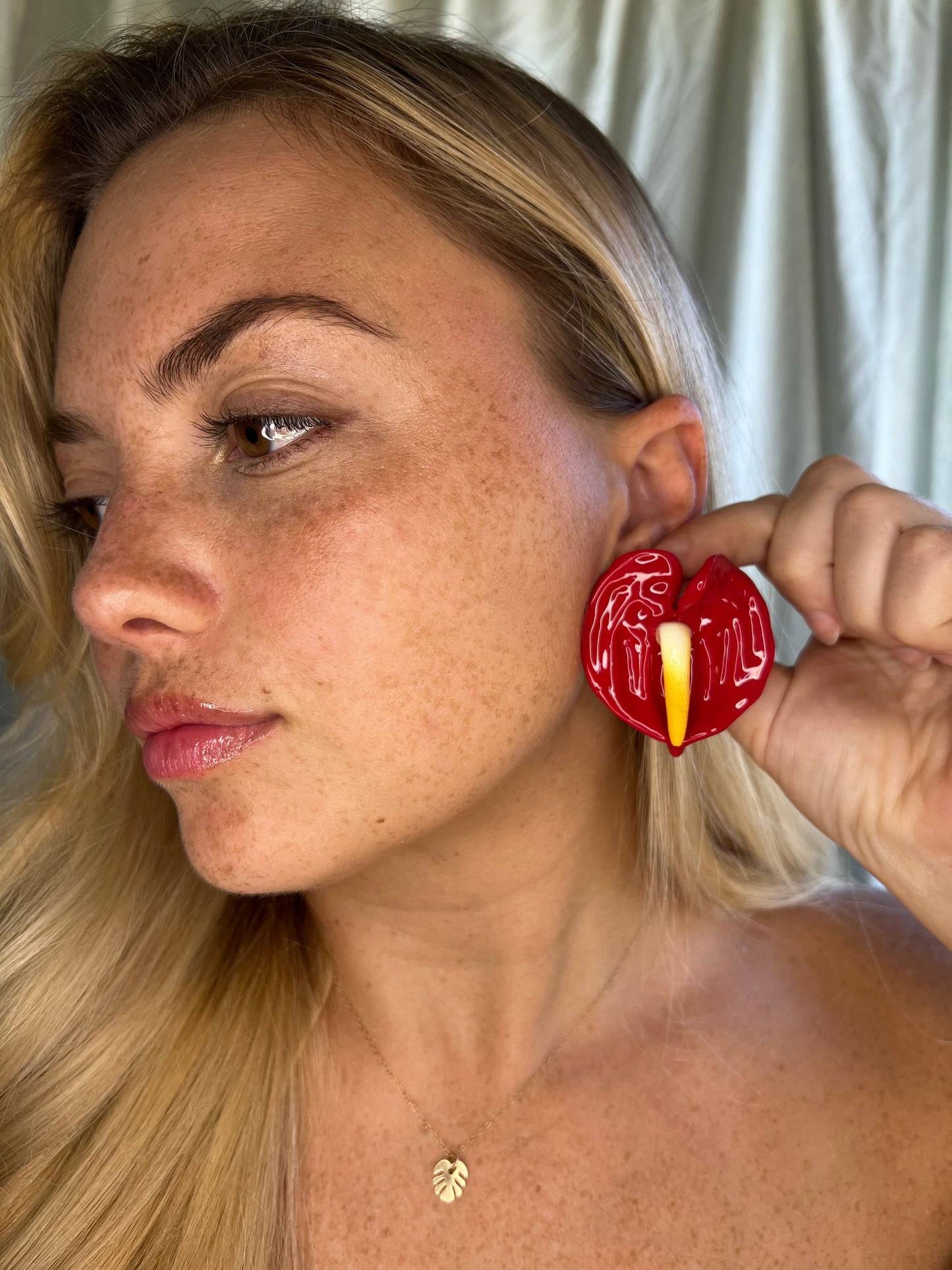 Classic Red Anthurium Stud