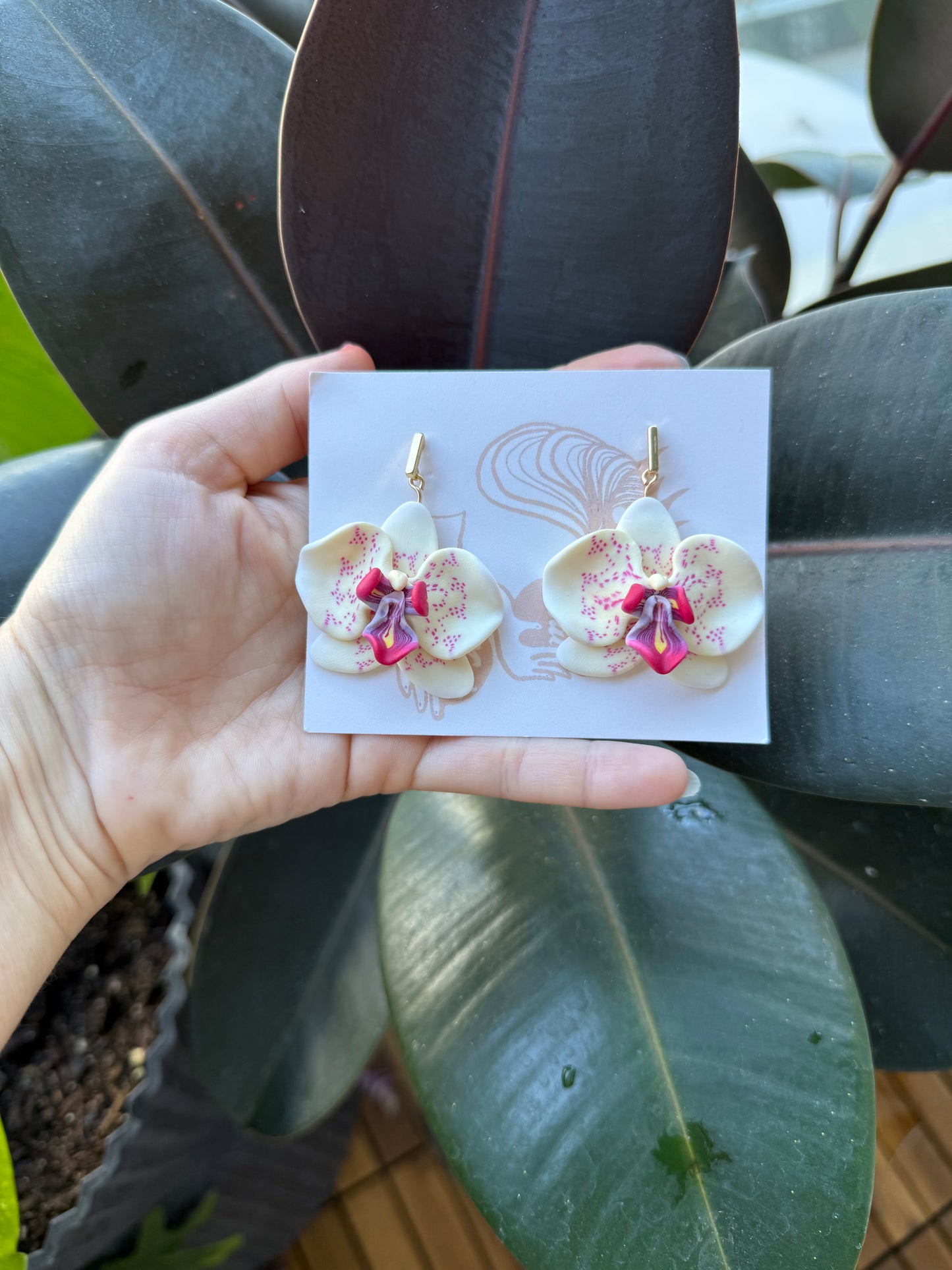 Orchid Rectangle Dangle Earrings