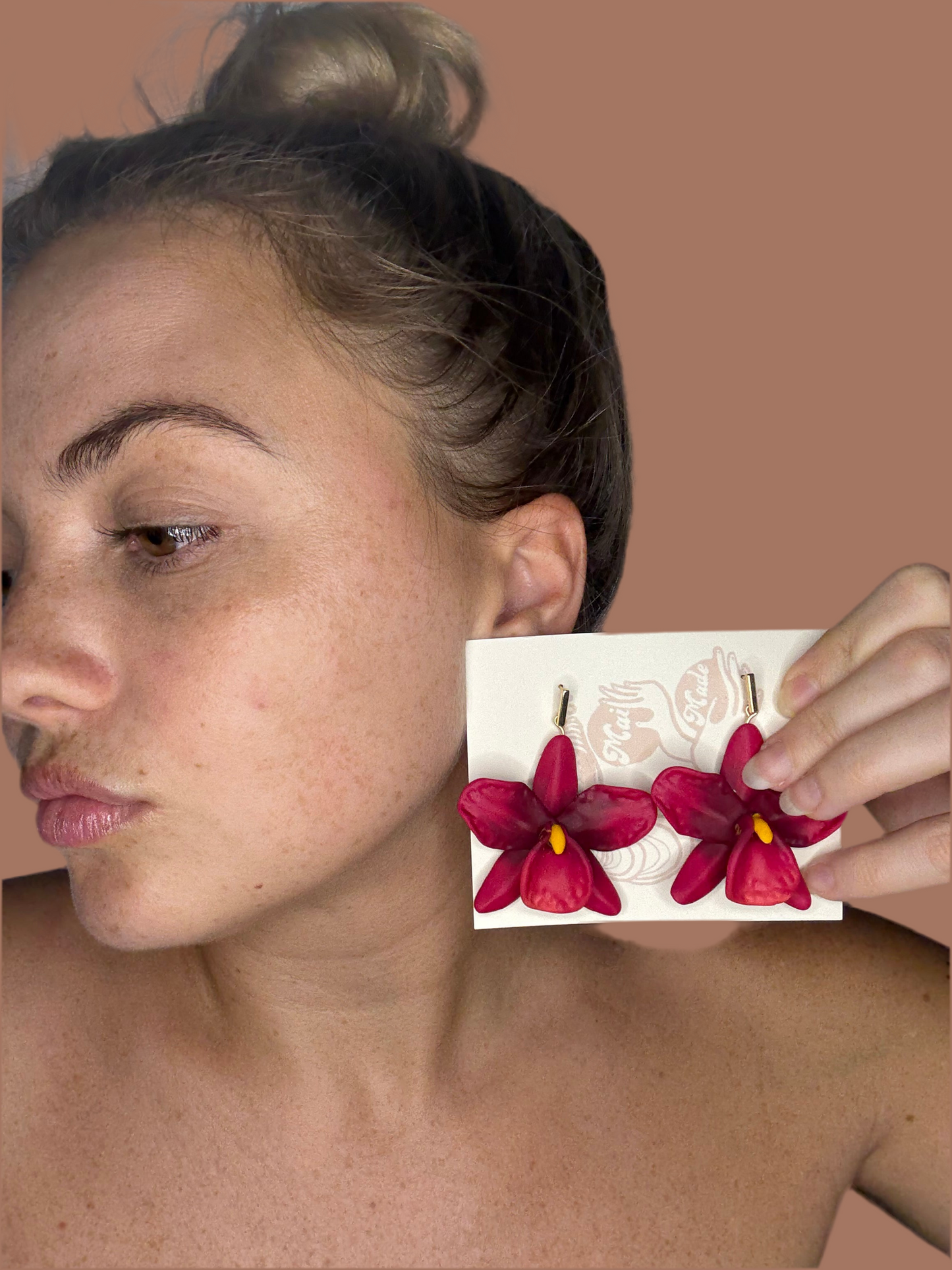 Orchid Rectangle Dangle Earrings