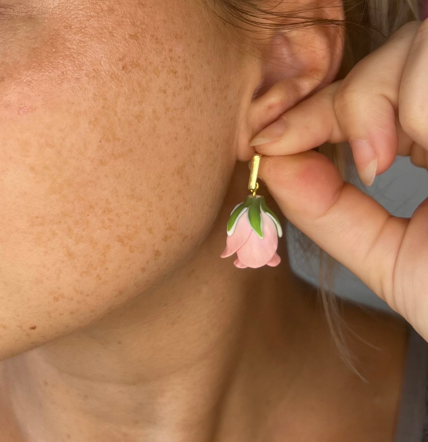 Rose Bud Drop Earrings