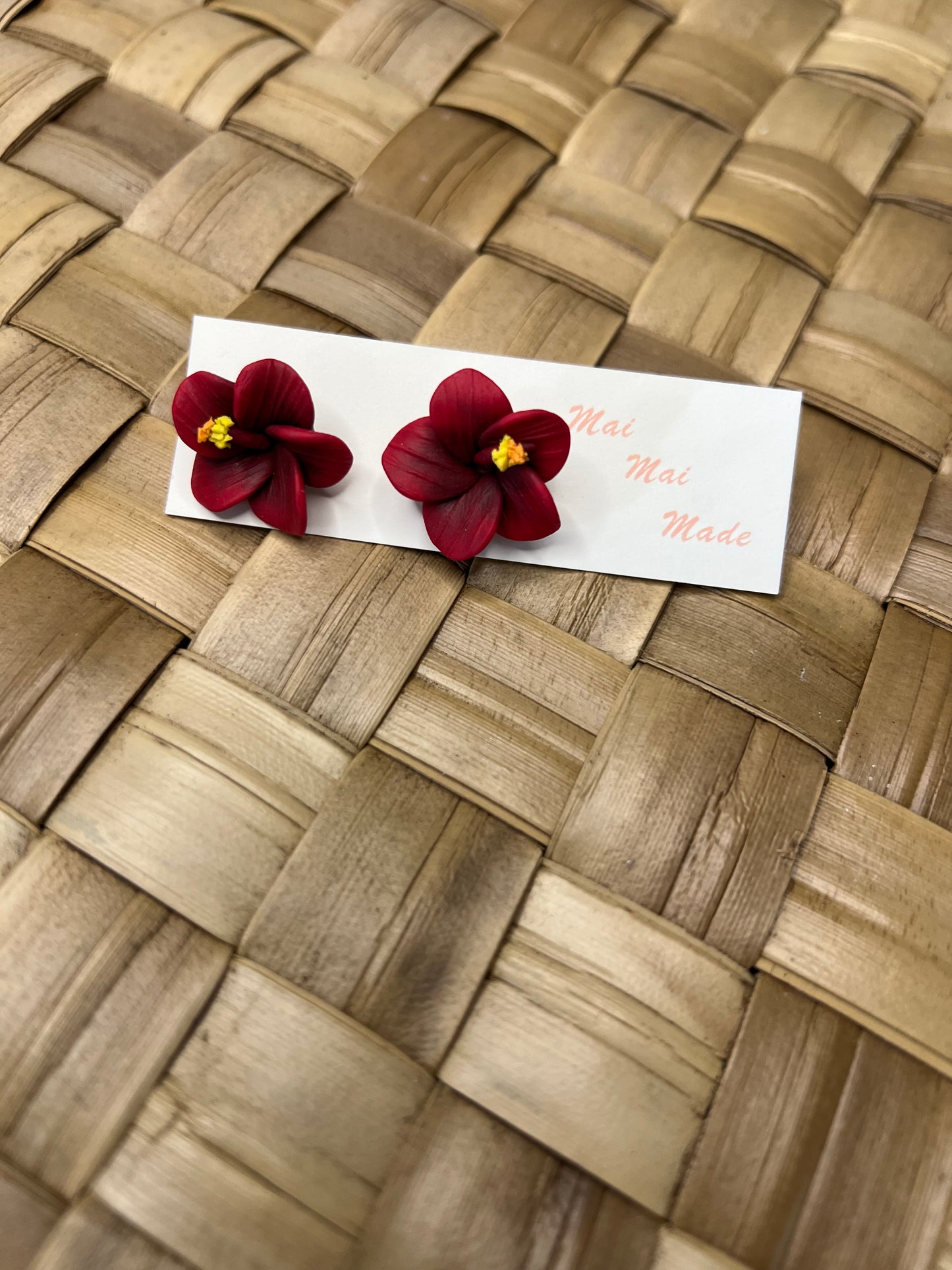 Mini Red Hibiscus Stud