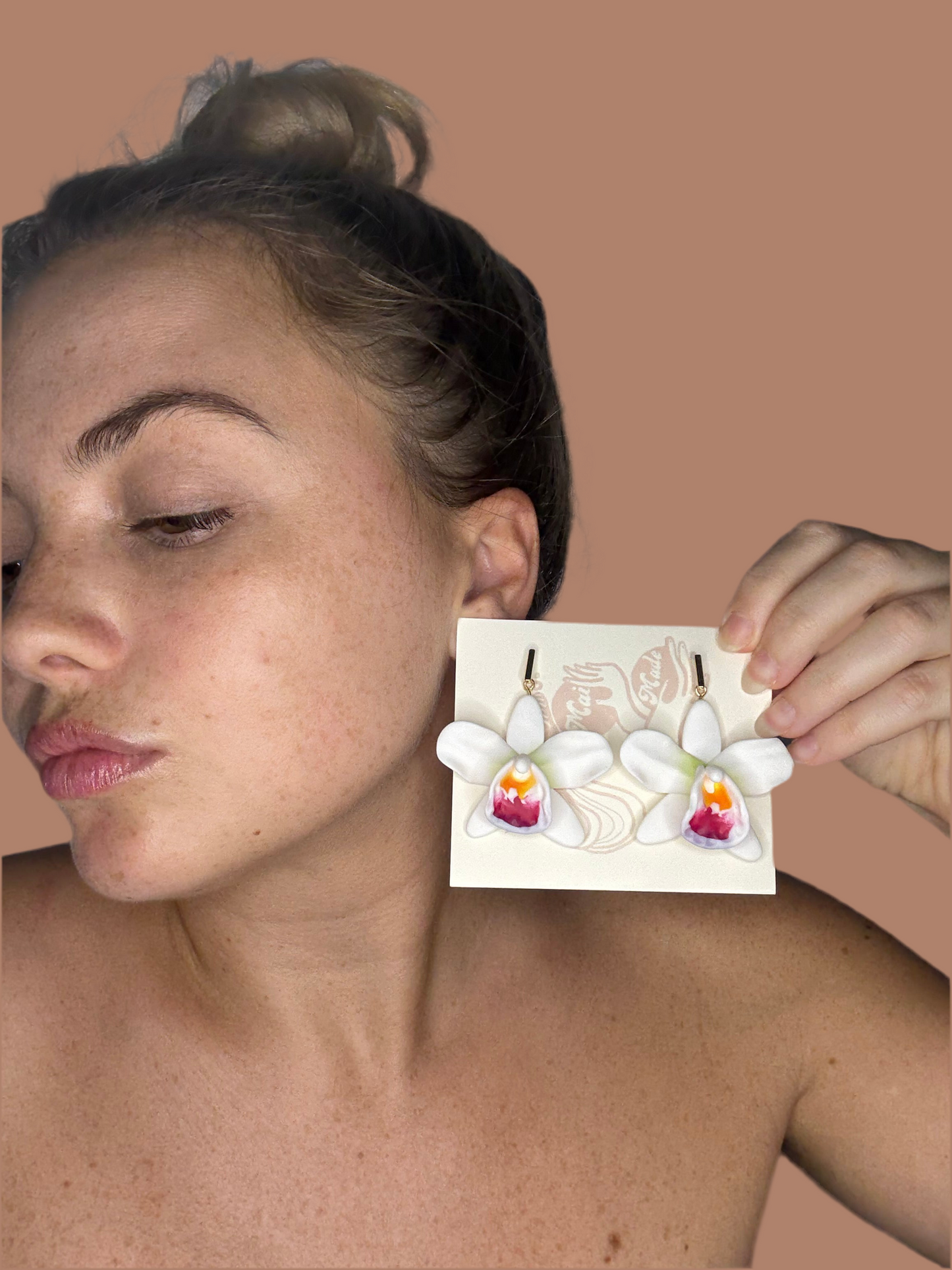 Orchid Rectangle Dangle Earrings