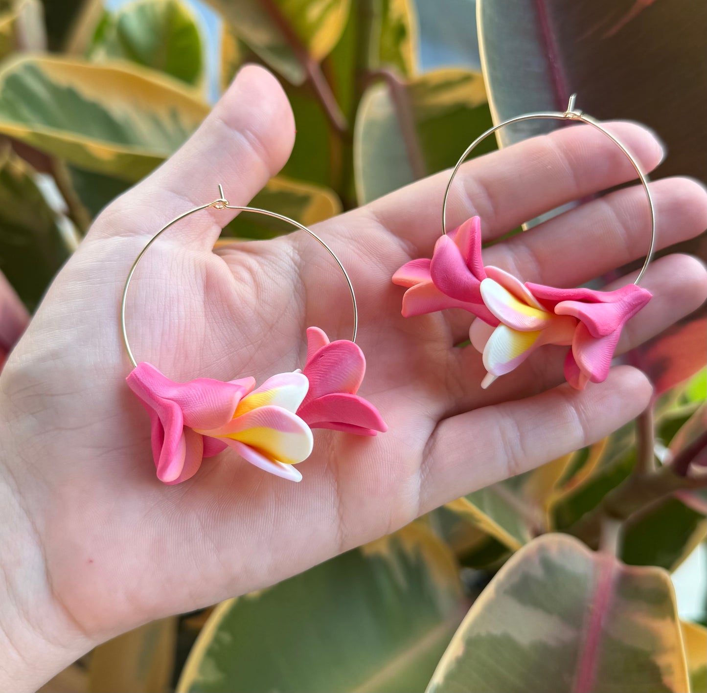 Triple Plumeria Hoops