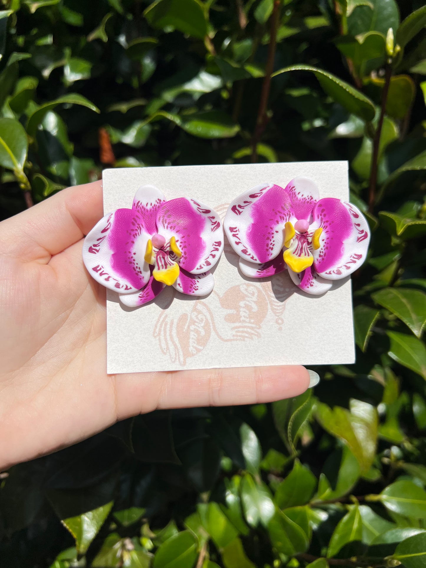 Purple & White Variant Orchid Stud