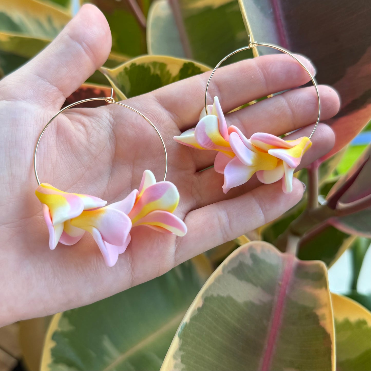Triple Plumeria Hoops