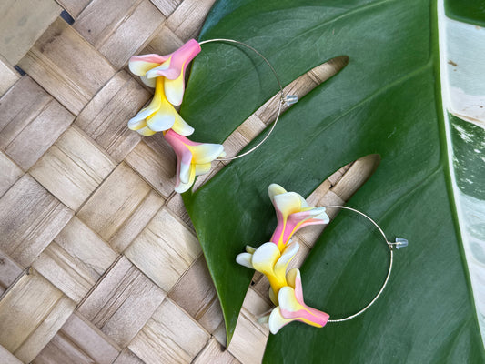 Triple Plumeria Hoops
