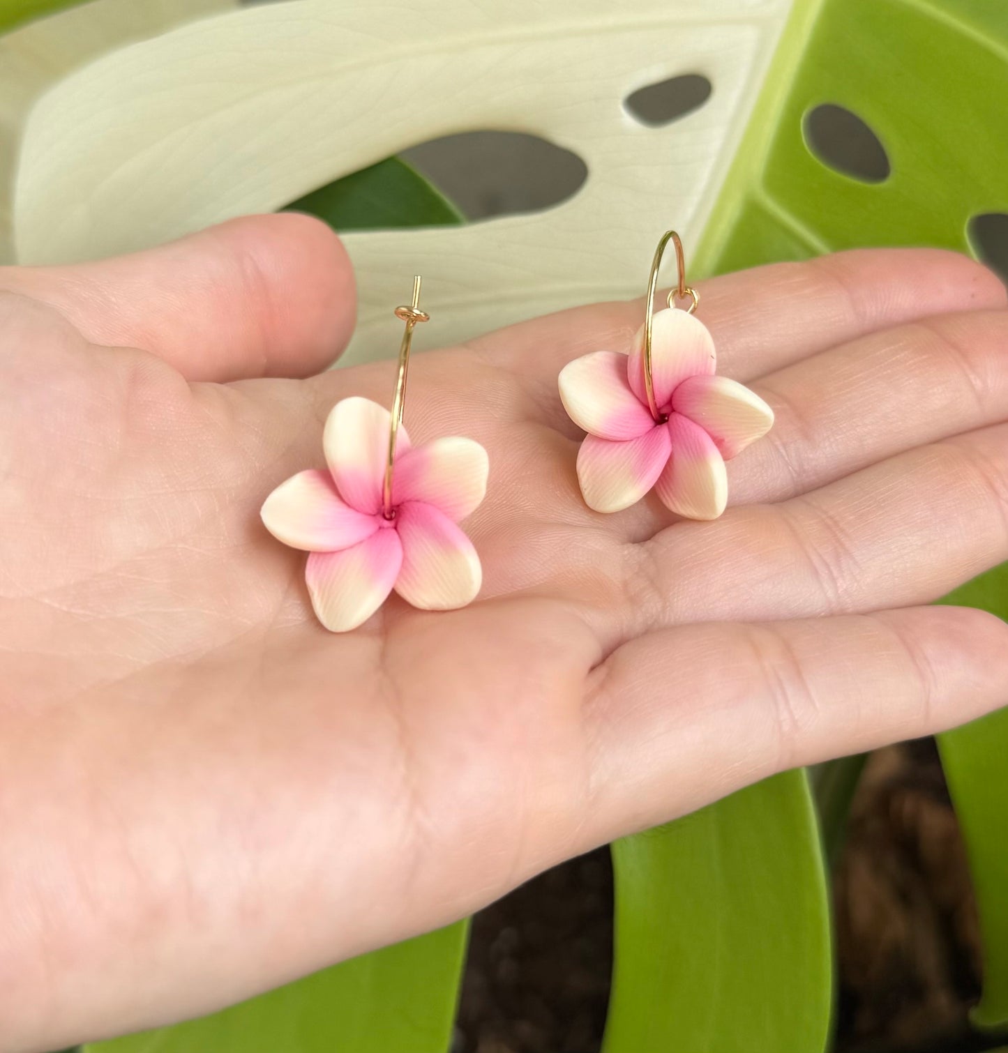 Plumeria Hoops All Sizes