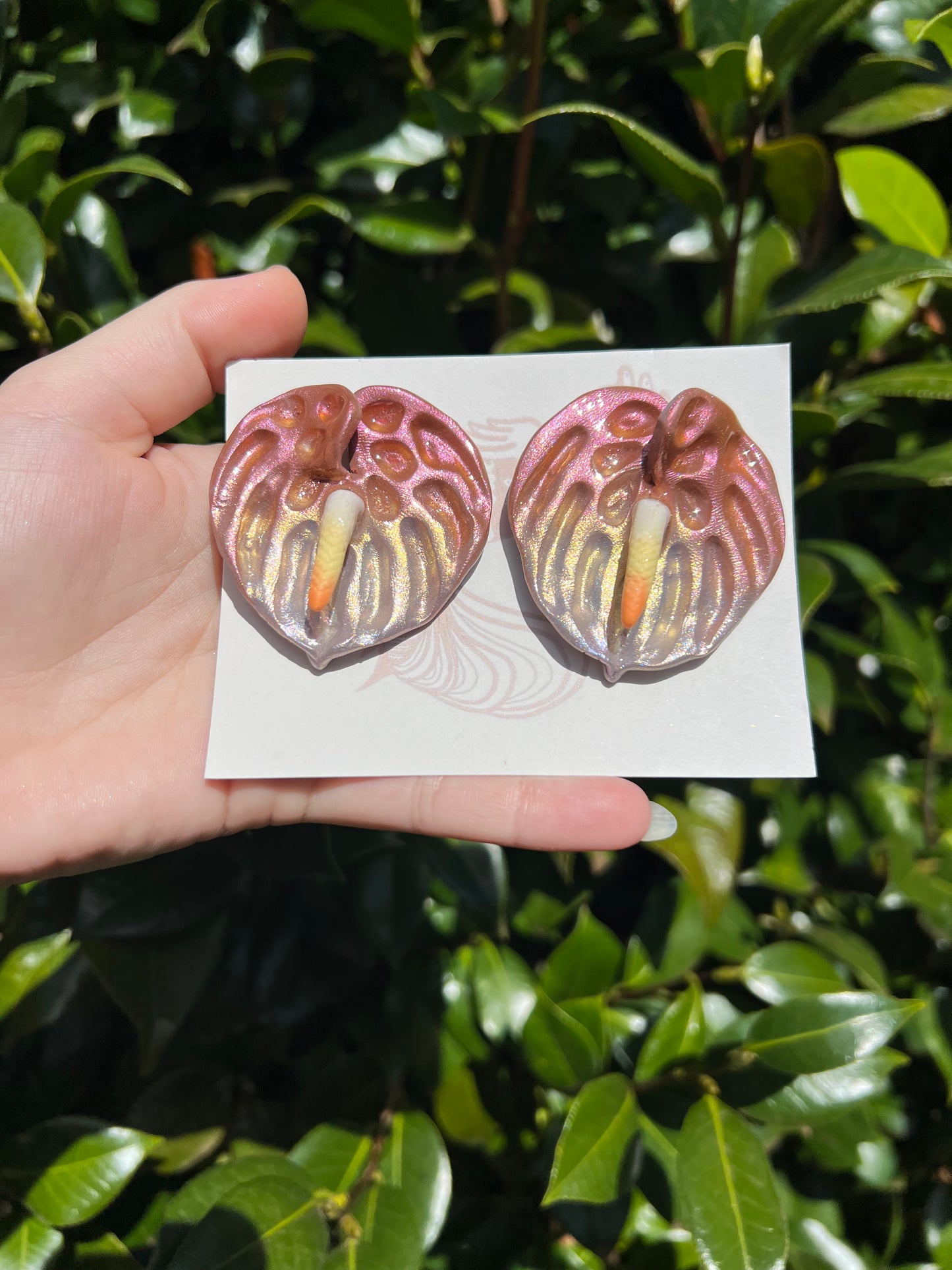 Shimmer Anthuriums Stud Earrings