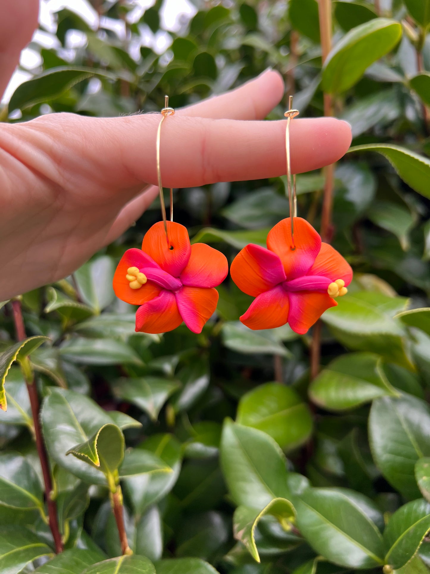 Hibiscus Hoop Earrings