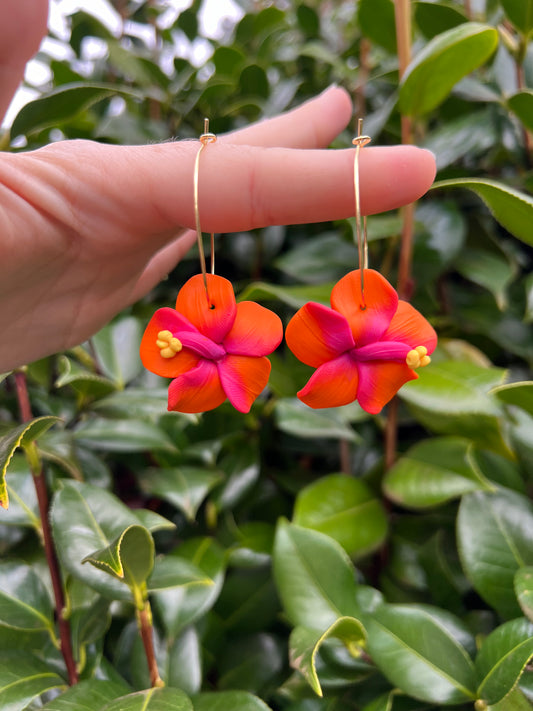 Hibiscus Hoop Earrings