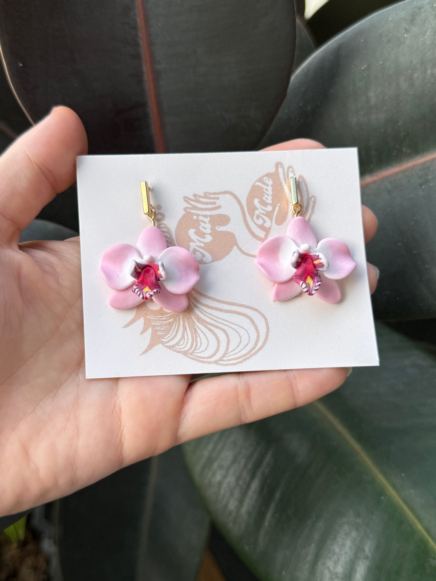 Orchid Rectangle Dangle Earrings