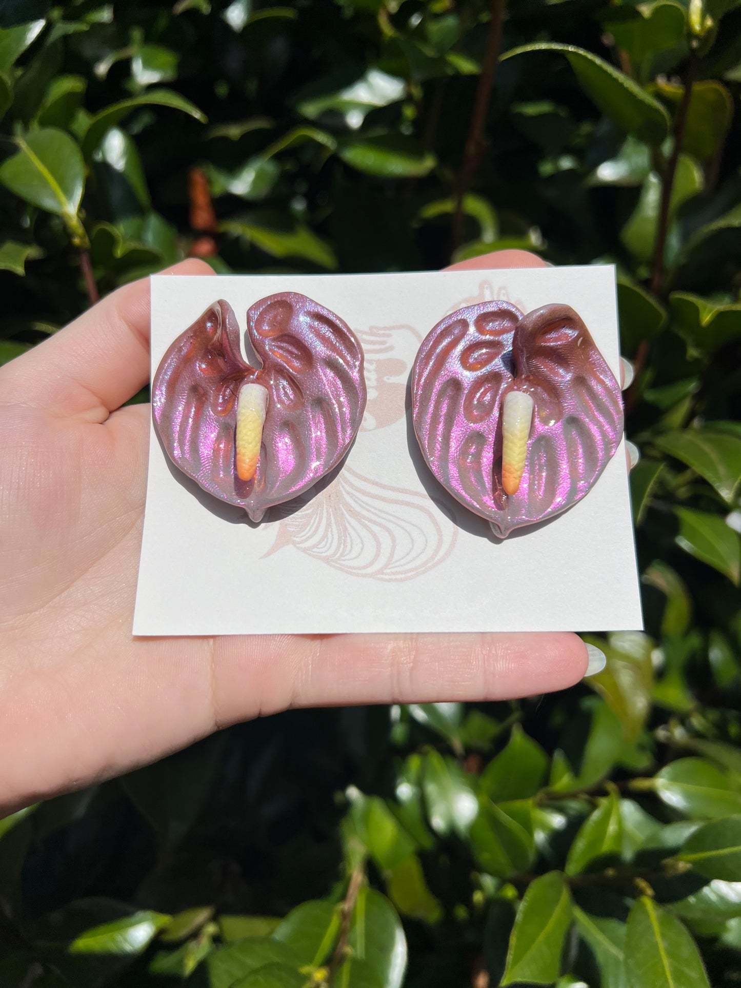 Shimmer Anthuriums Stud Earrings