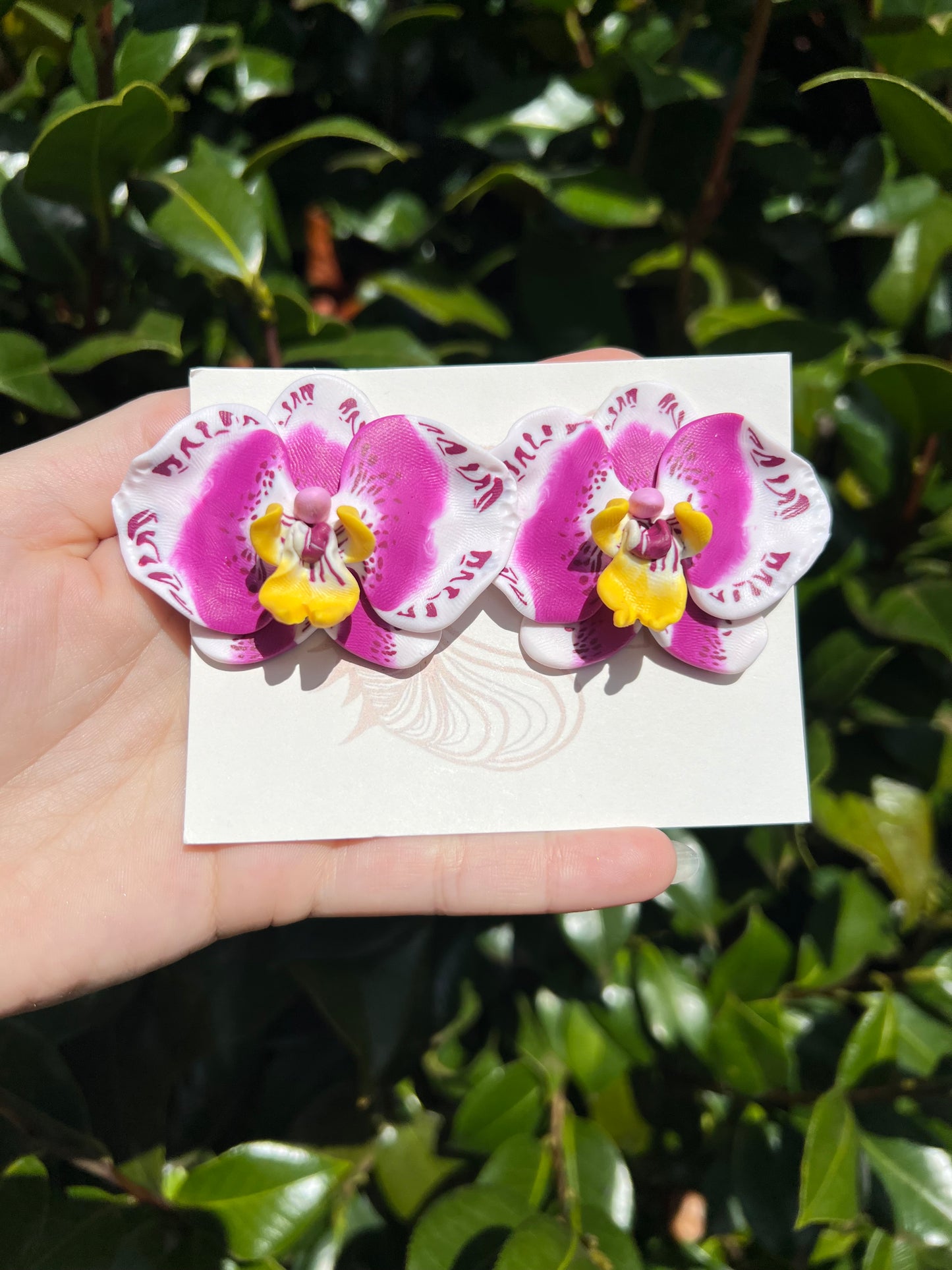 Purple & White Variant Orchid Stud