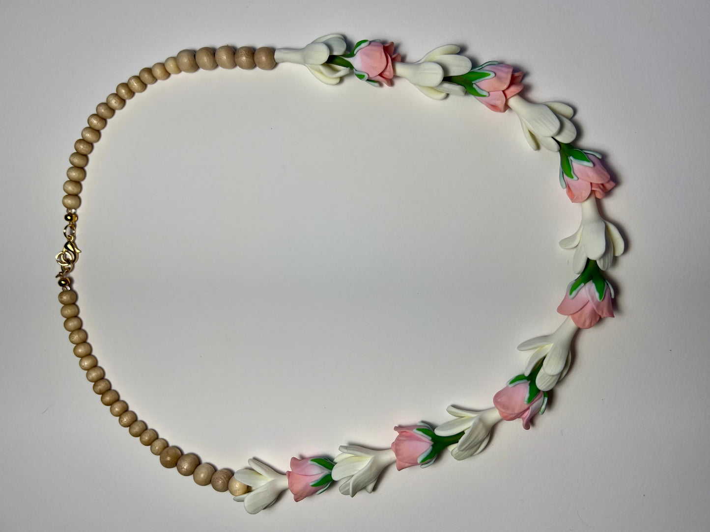 Tuberose & Pink Rose Bud Lei Necklace