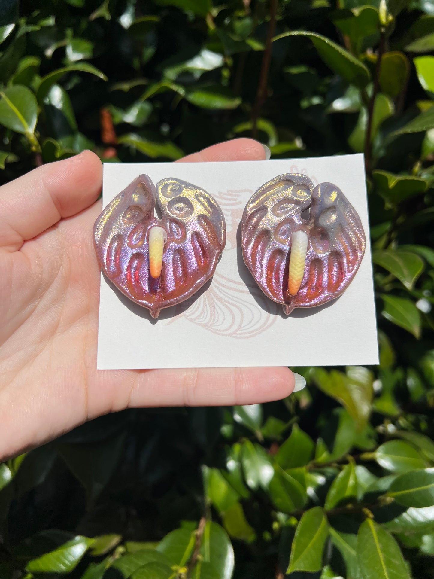 Shimmer Anthuriums Stud Earrings