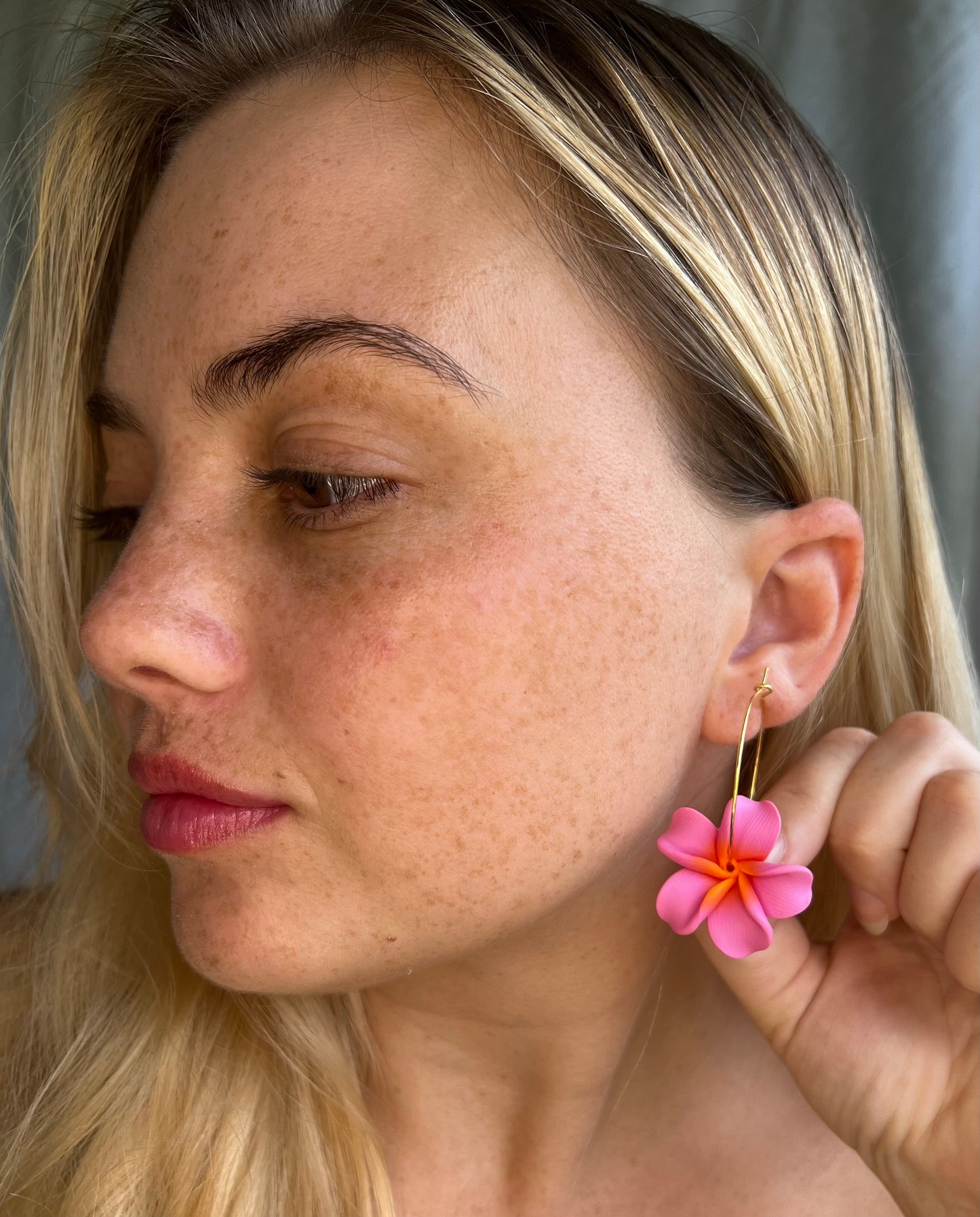 Pink & Orange Plumeria Hoop