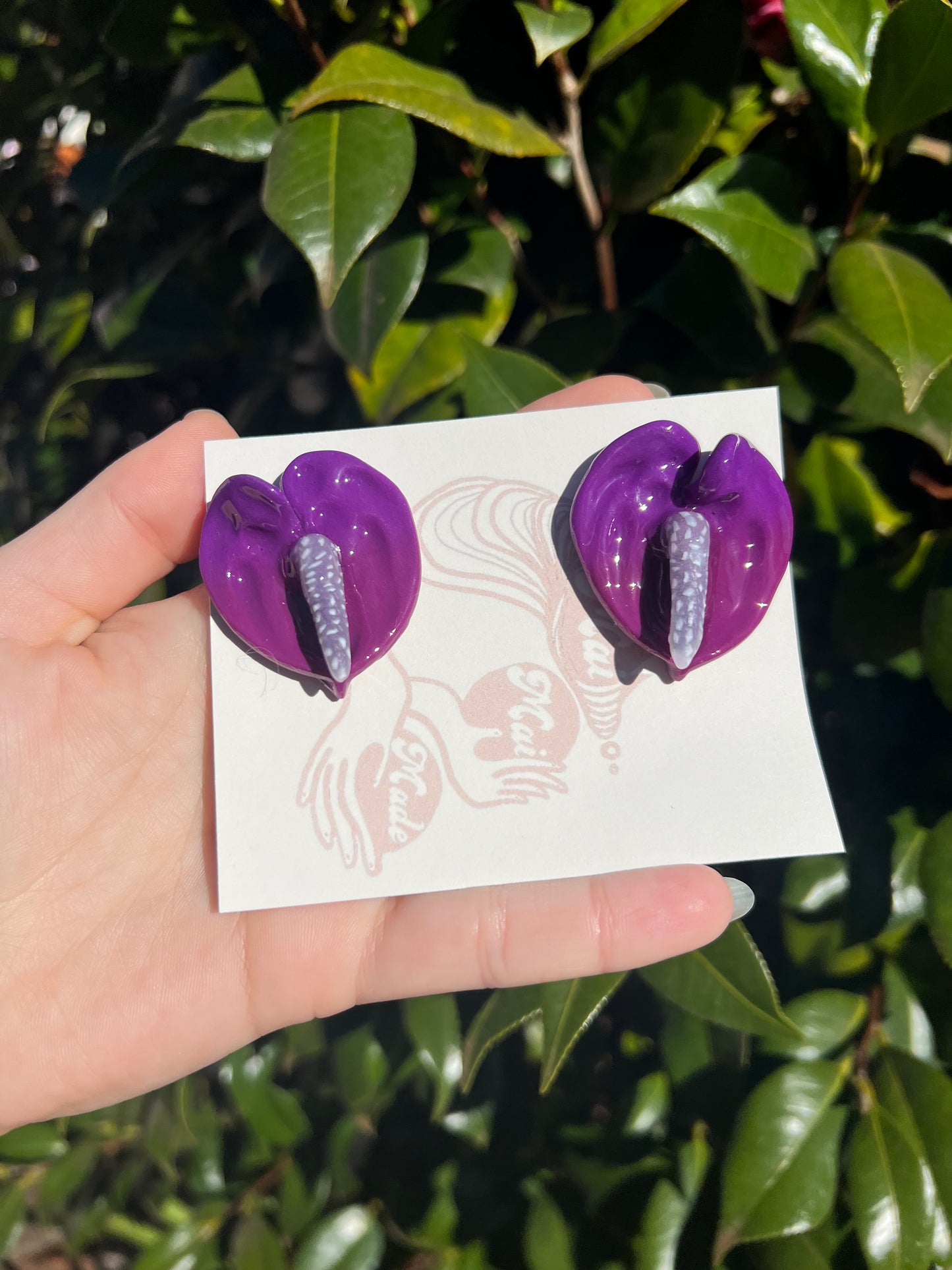 Dark Purple Anthurium Stud