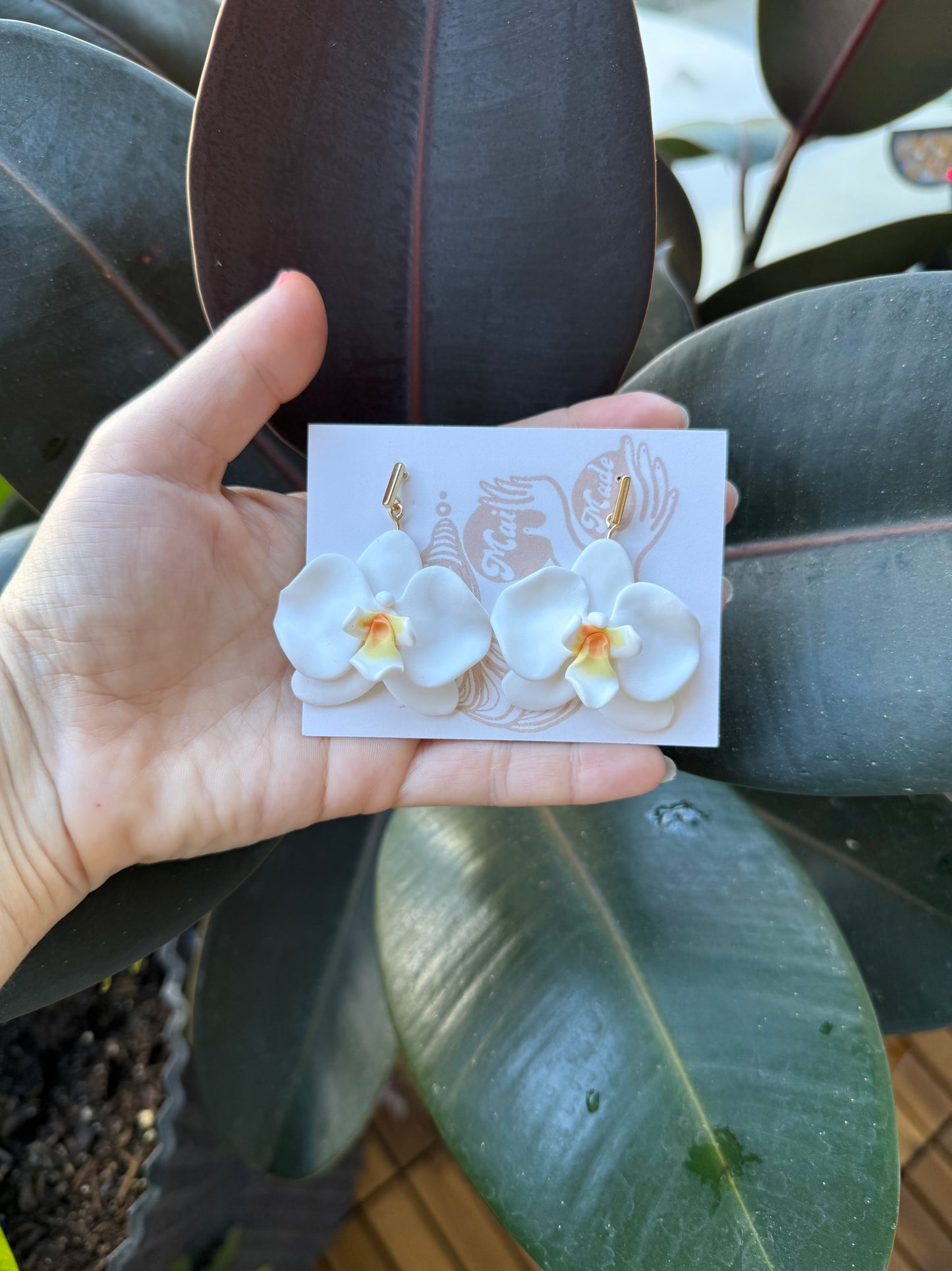 Orchid Rectangle Dangle Earrings
