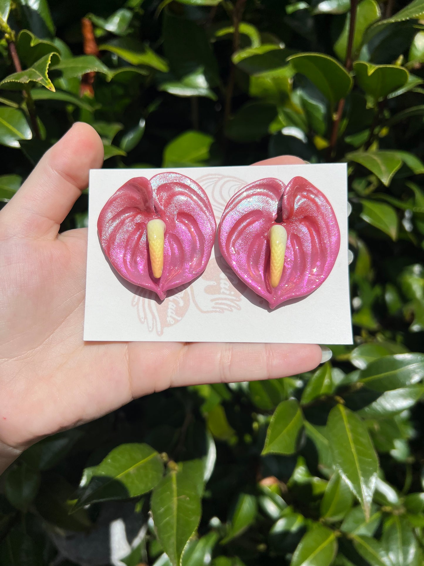 Shimmer Anthuriums Stud Earrings