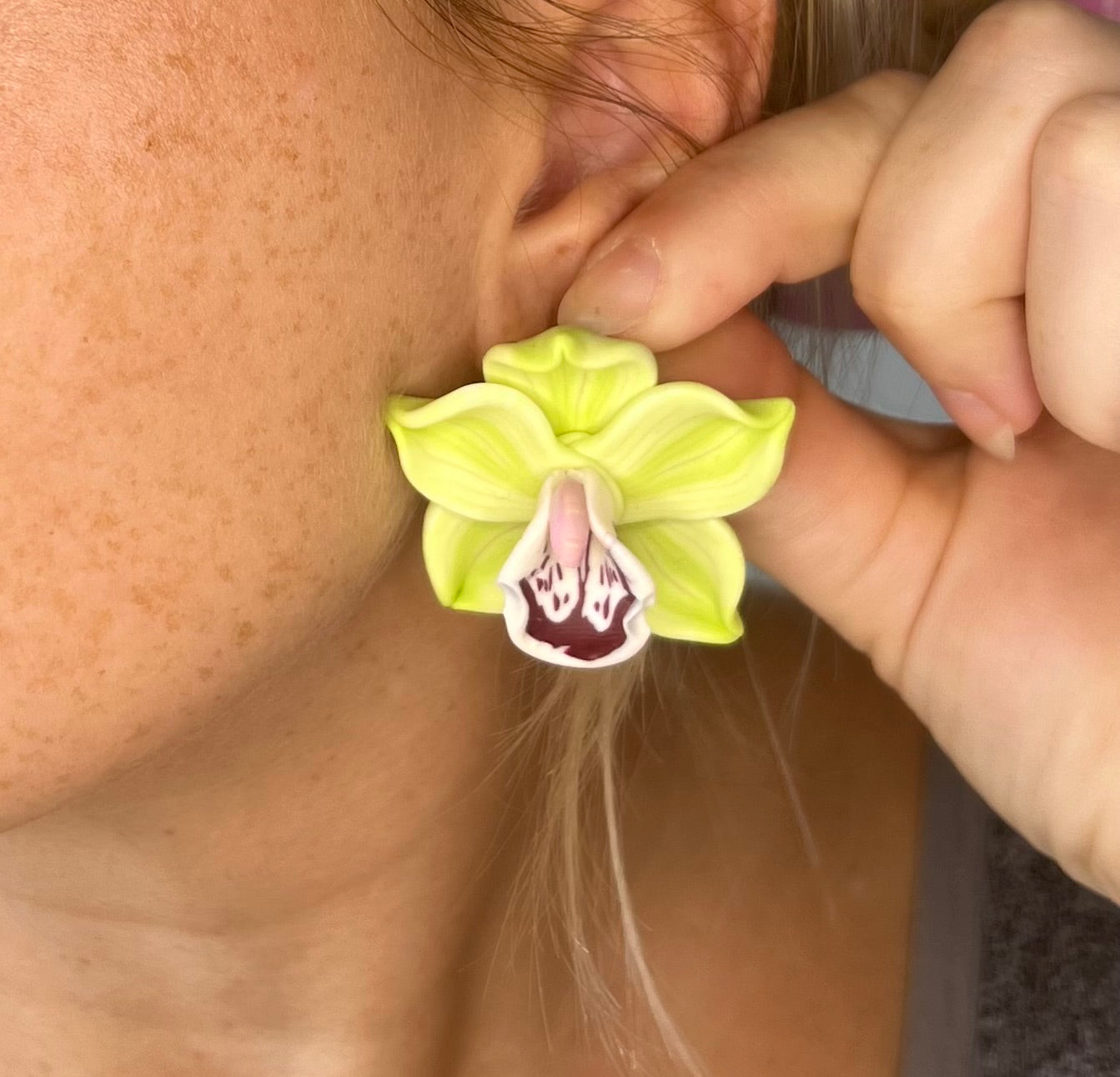 Green Cymbidium Orchid Stud