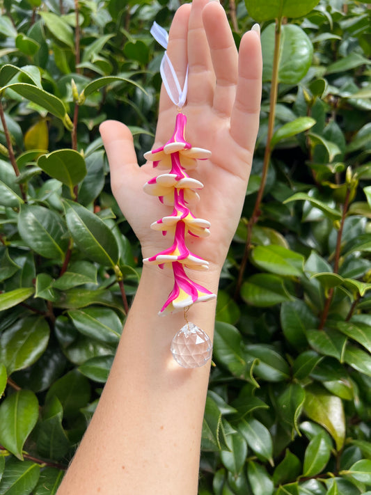 Plumeria Rainbow Crystal Charm