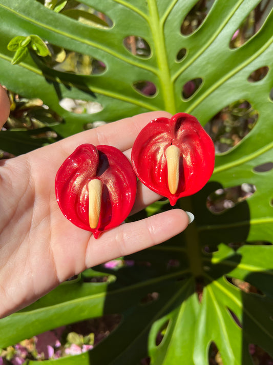 Anthurium Stud Red & Gold Dust