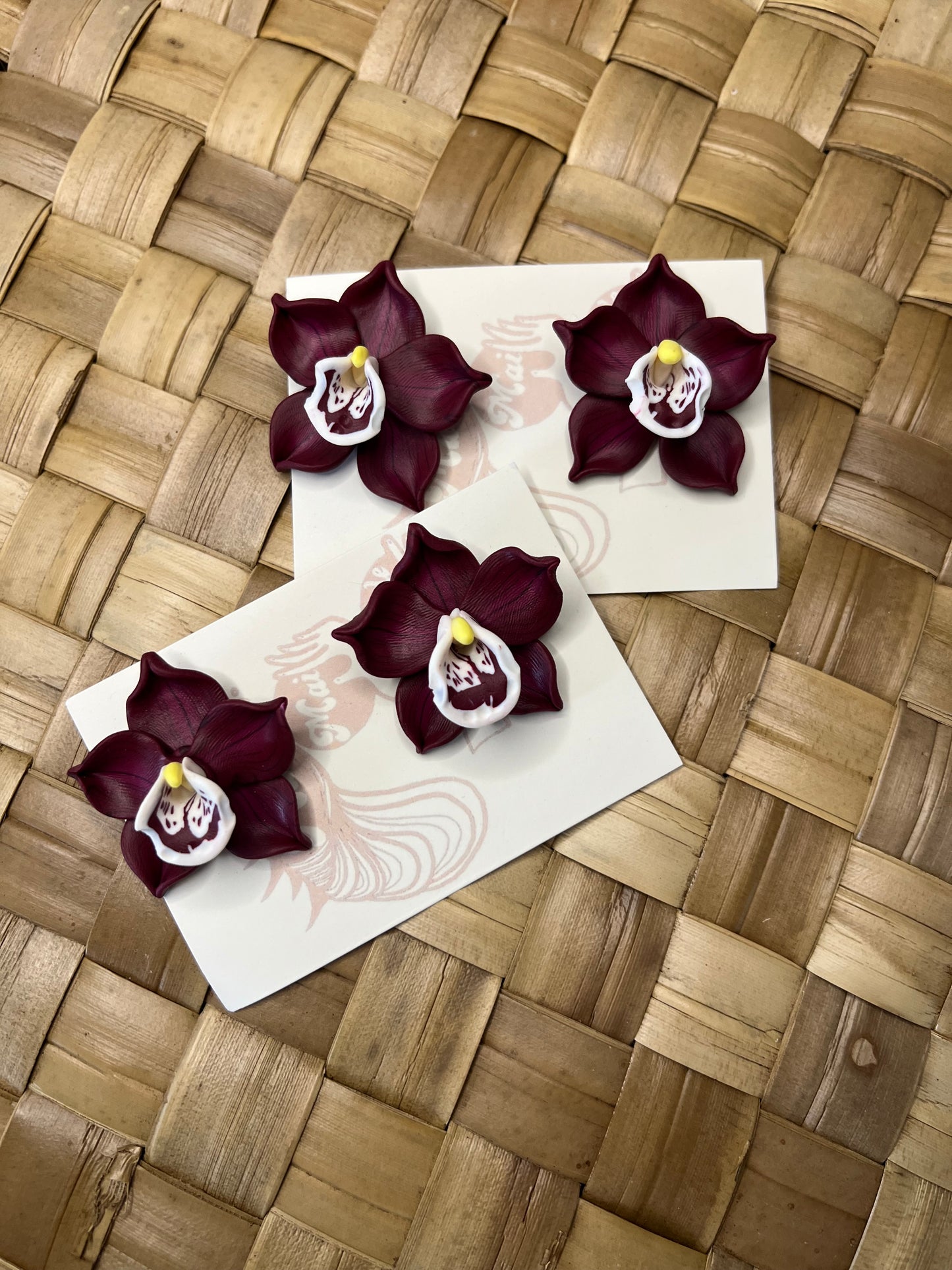 Dark Maroon Cymbidium Orchid Stud
