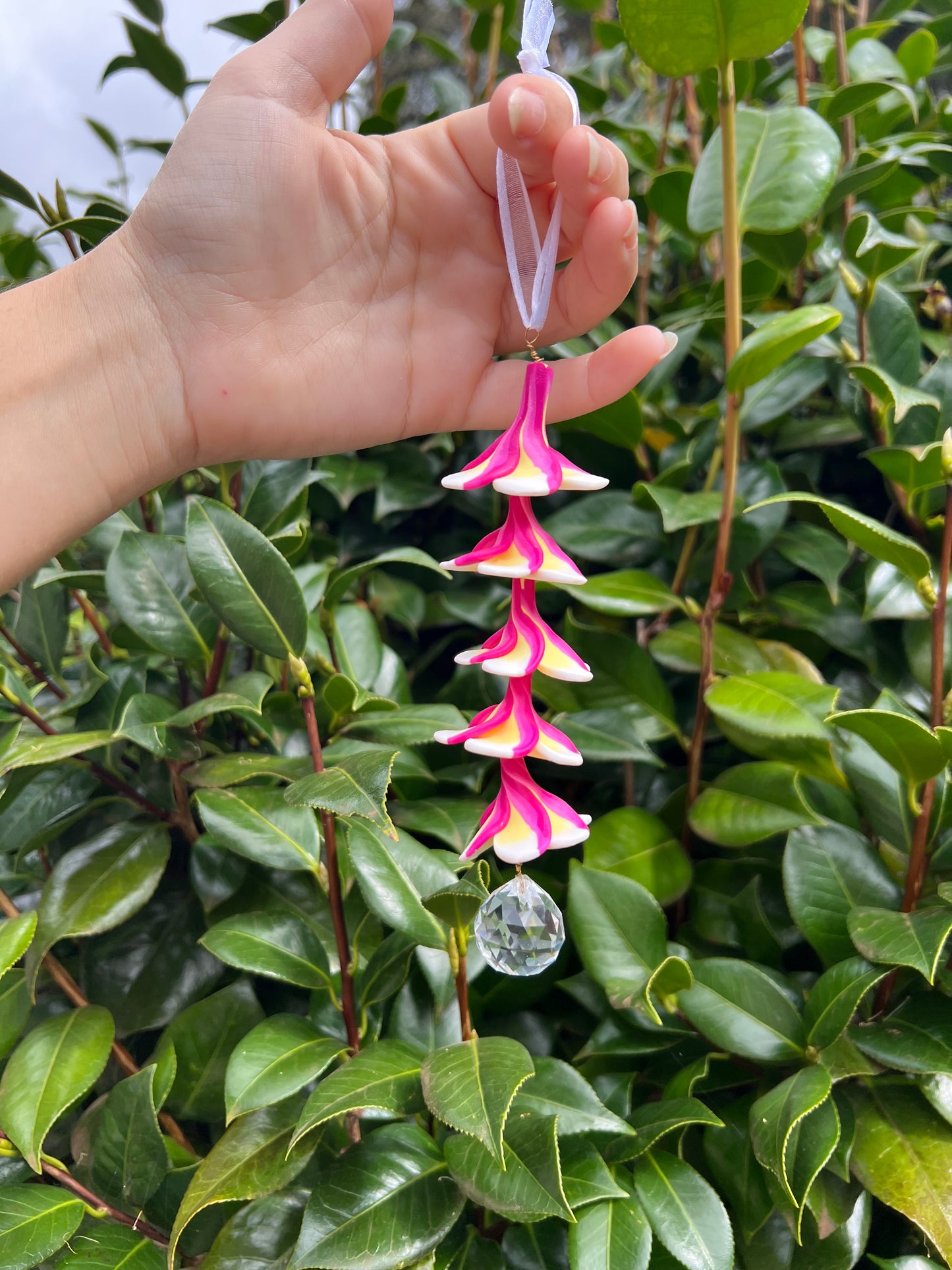 Plumeria Rainbow Crystal Charm