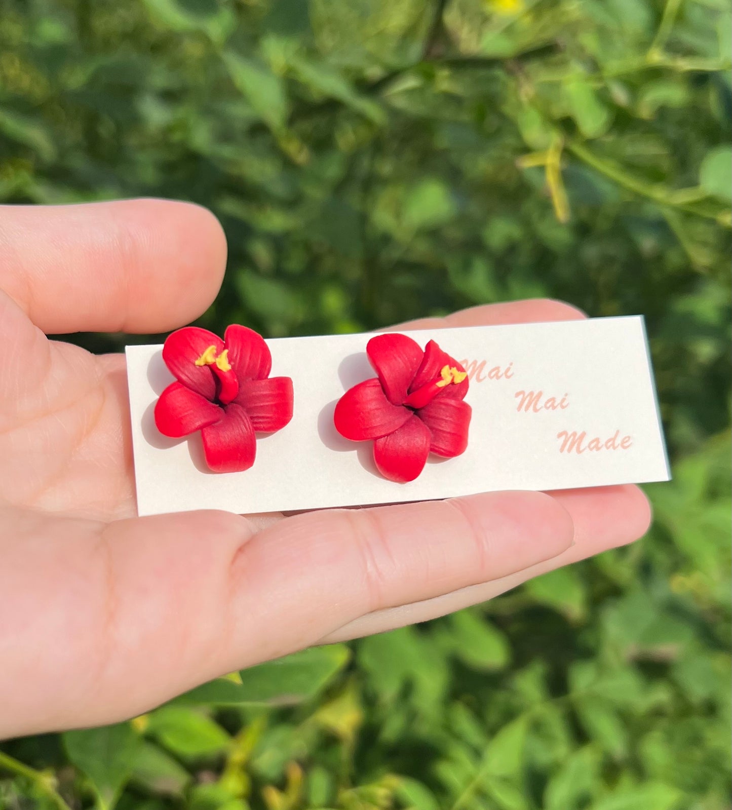 Red Hibiscus Stud