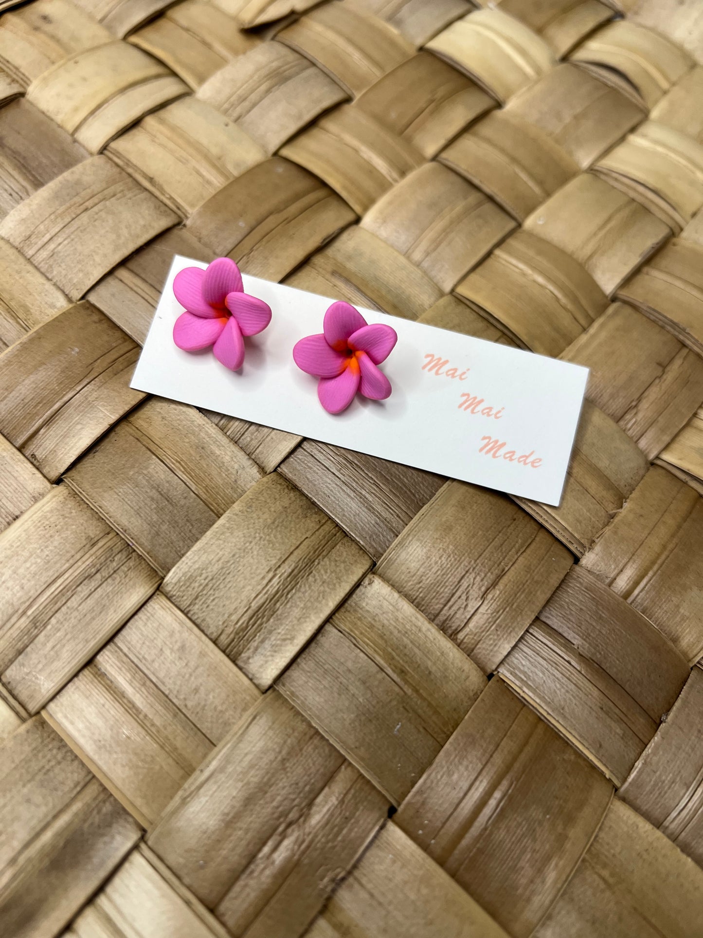 Mini Stud Pink & Orange Plumeria