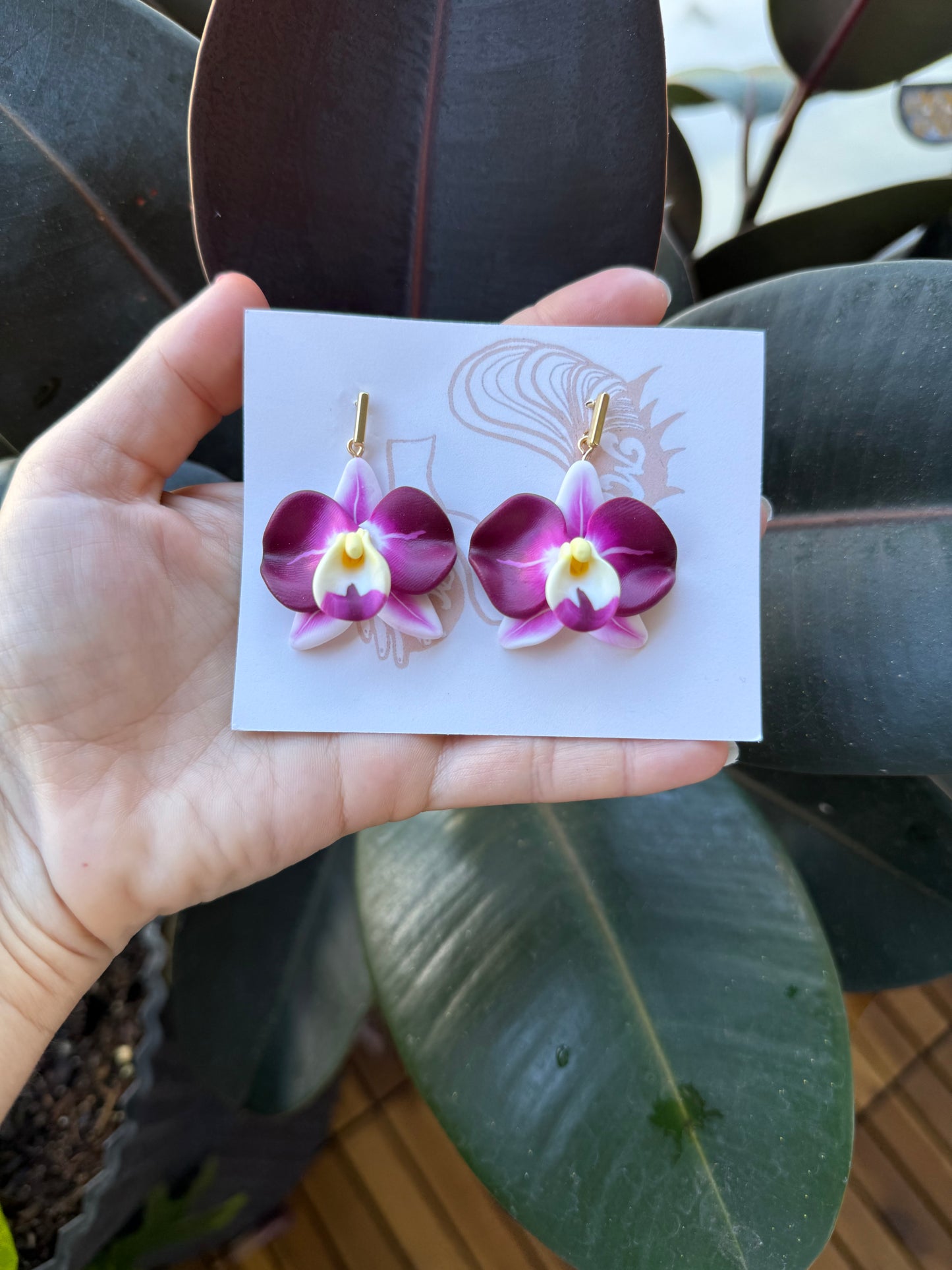 Orchid Rectangle Dangle Earrings