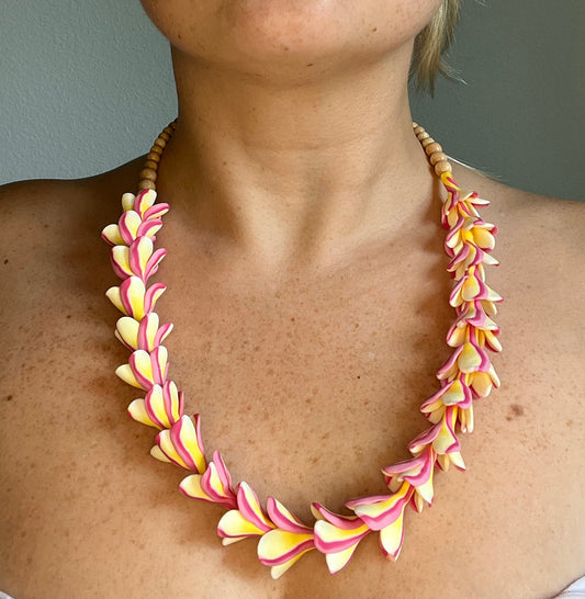 Rainbow Plumeria Lei Necklace