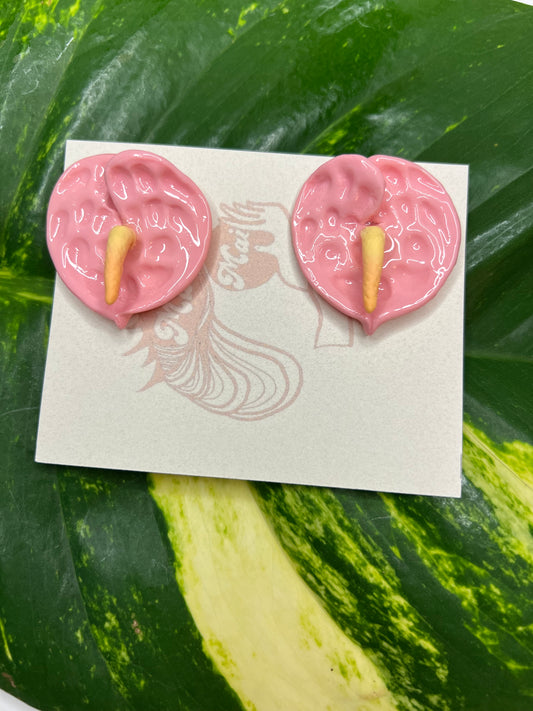 Blush Pink Anthurium Earrings