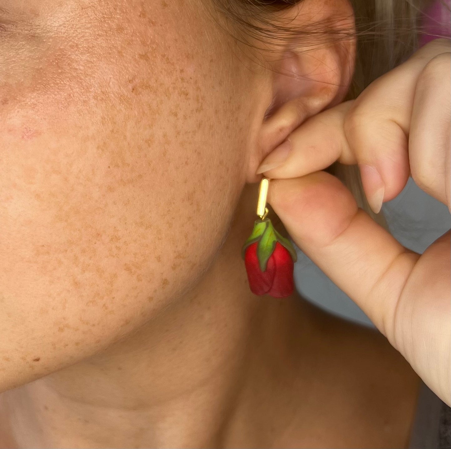 Rose Bud Drop Earrings