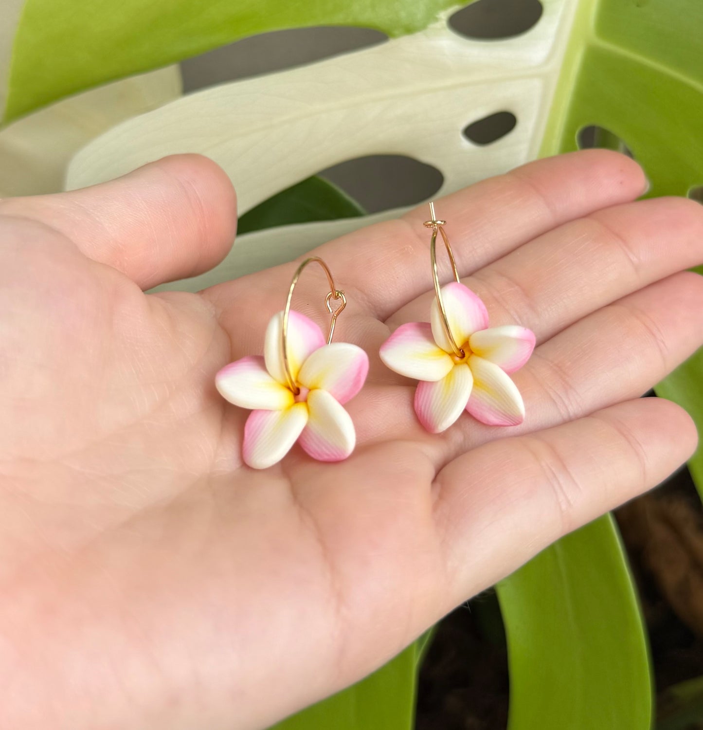 Plumeria Hoops All Sizes