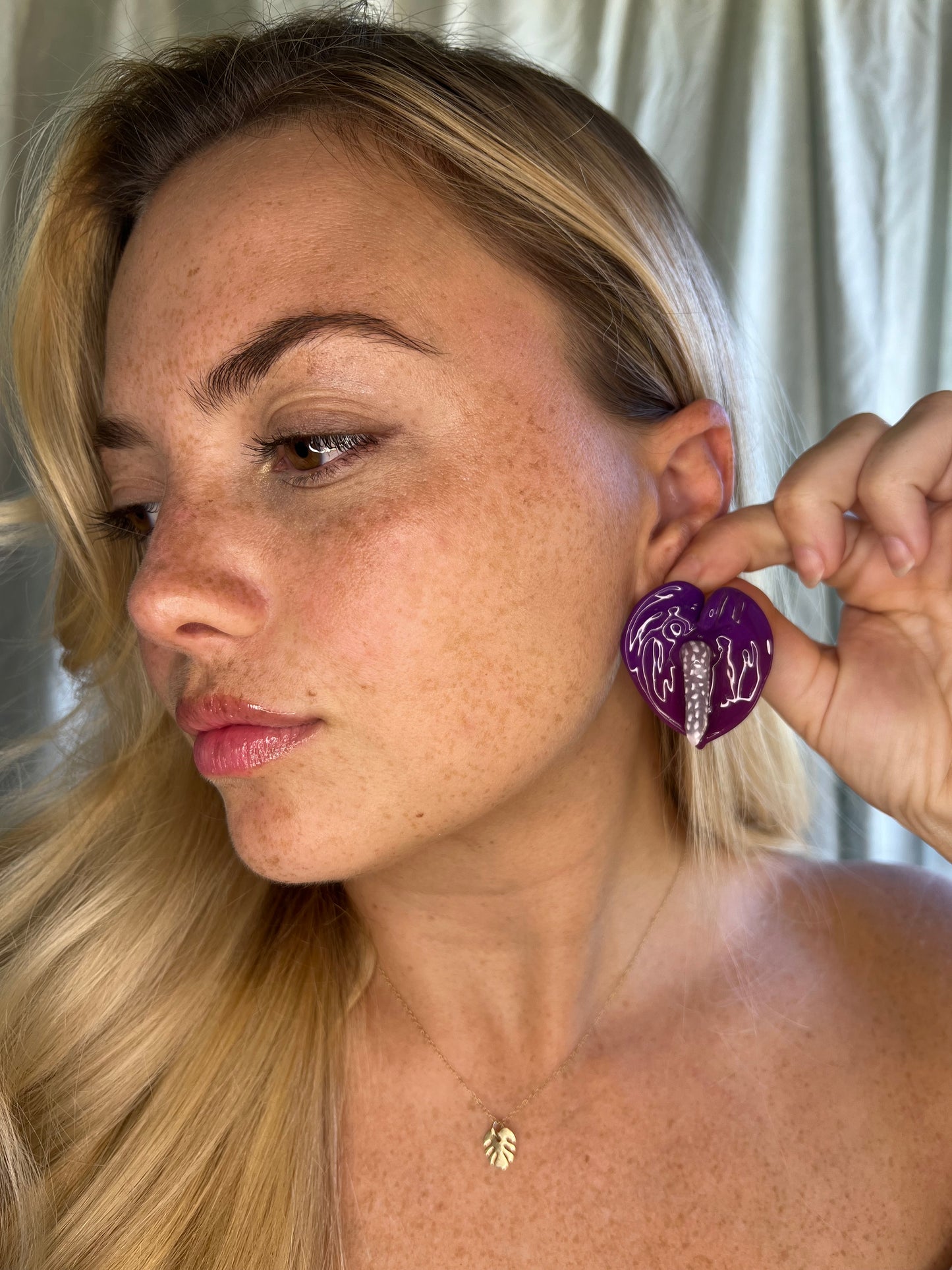 Dark Purple Anthurium Stud