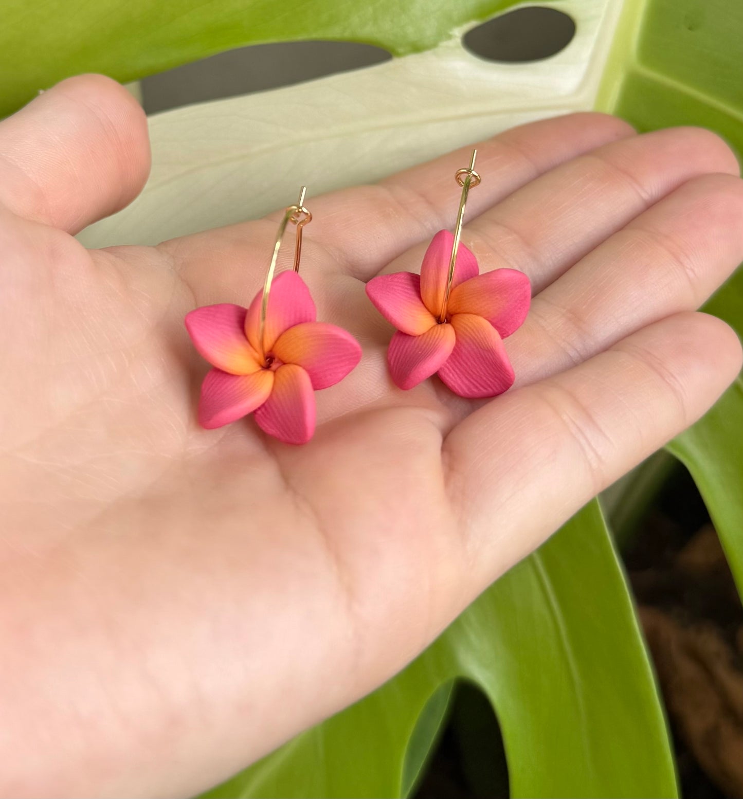 Plumeria Hoops All Sizes