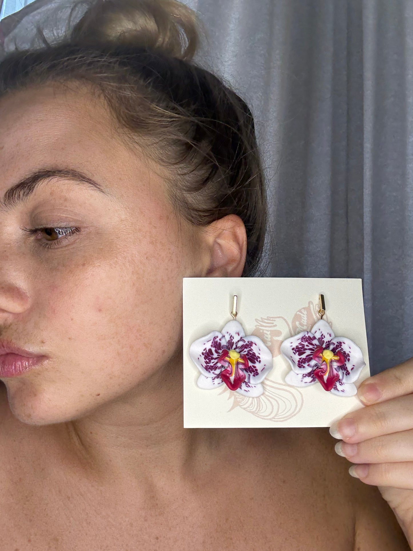 Orchid Rectangle Dangle Earrings