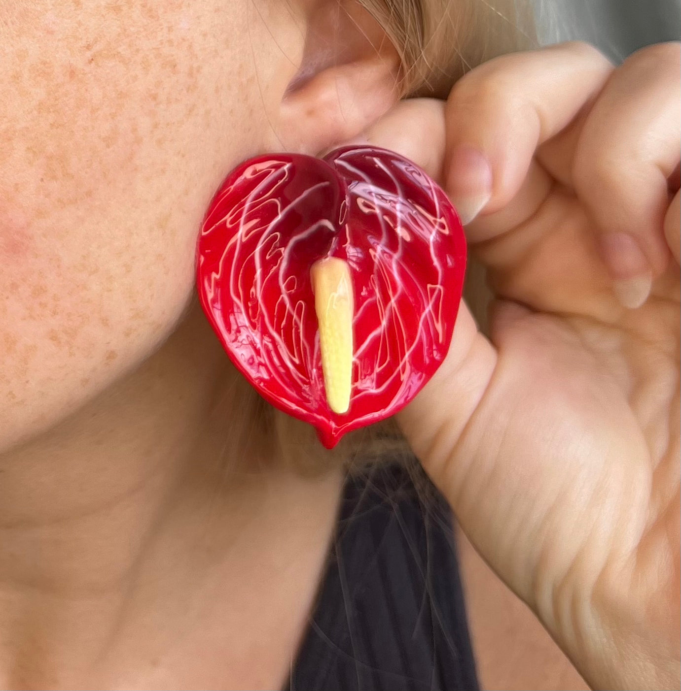 Red Variant Anthurium Stud