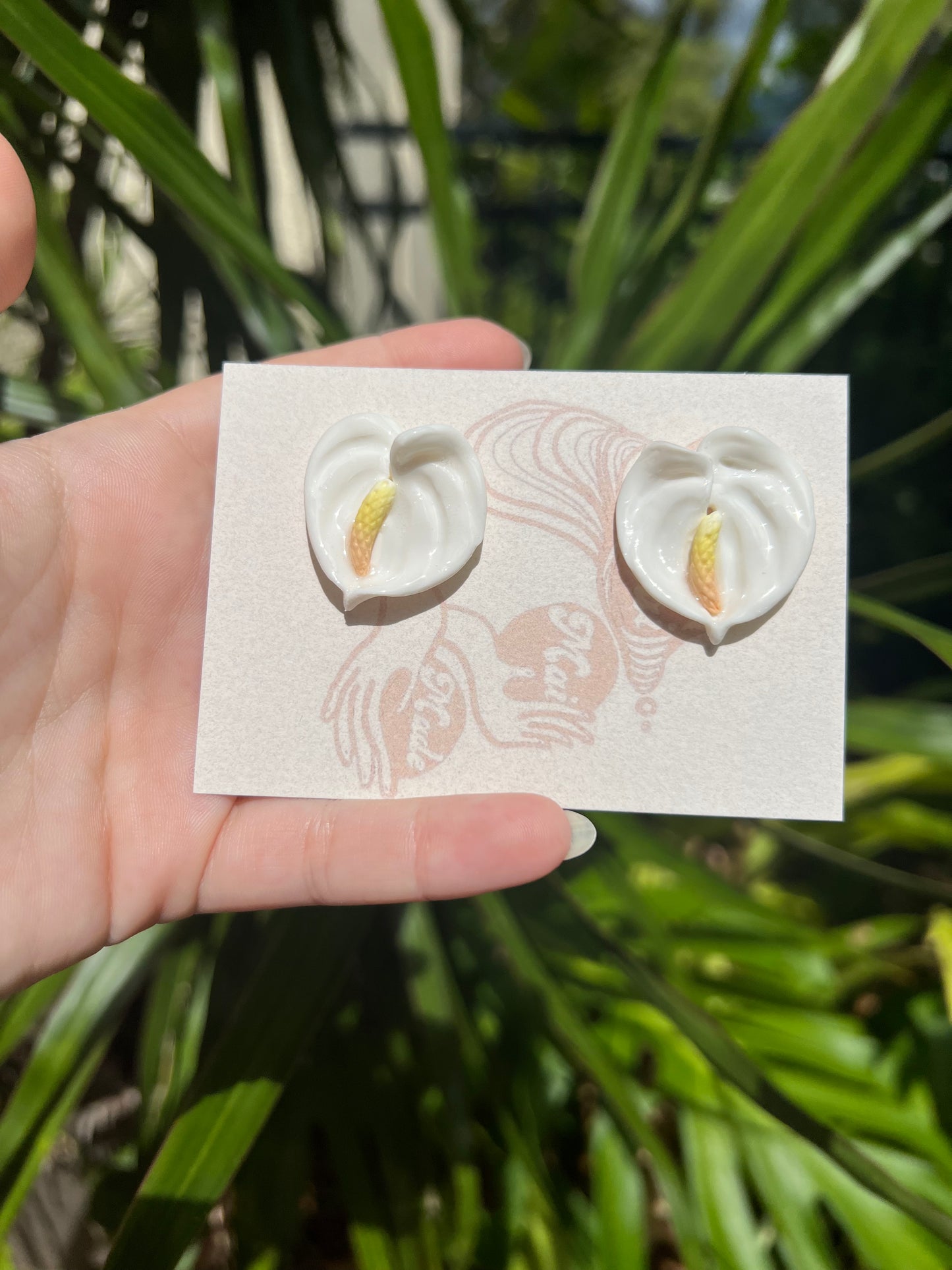 White Anthurium Small Stud